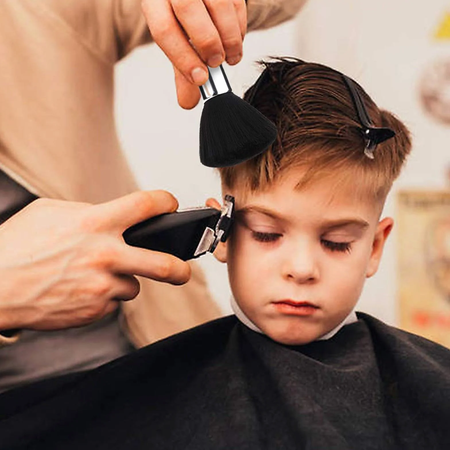 Spazzola professionale nero ultra morbido piuma pennello da parrucchiere pulizia scope da collo per capelli salone barbiere