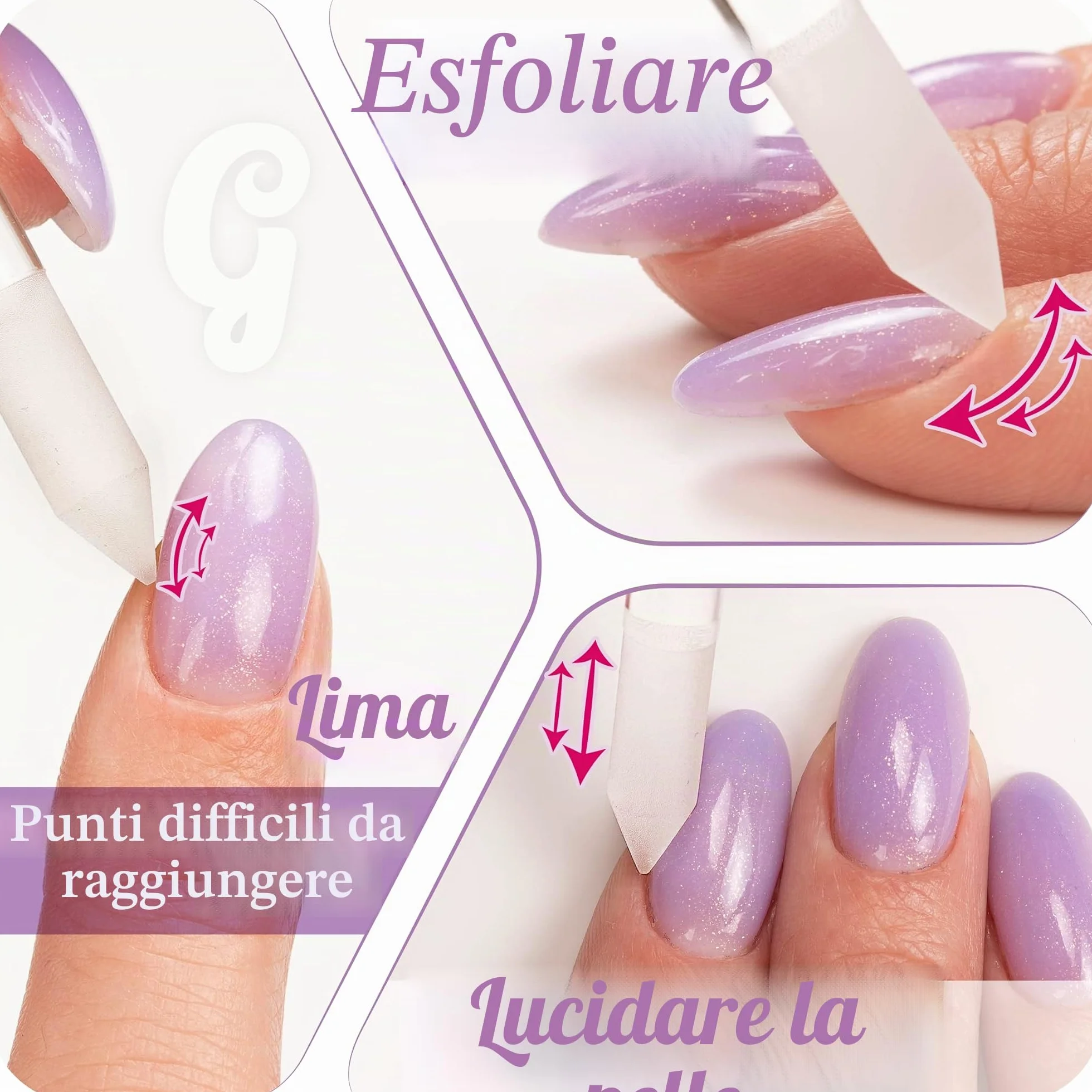 Lima in Vetro Spingi Cuticole - Bastoncino Manicure, Rimuovi Cuticole Professionale di Precisione, la Superficie Abrasiva Non si Consuma, Qualità Ceca, Gladzy