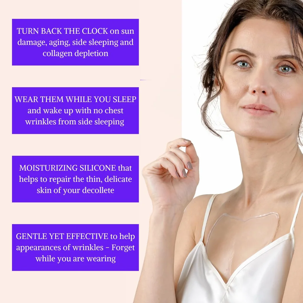 Antirughe Pads e Cerotti per Petto e Décollete - Antietá e Prevenzione delle Rughe Sottili - per Cura della Pelle - in Silicone Sicuri - Ascensore notturno - Riutilizzabile e Rivitalizzante