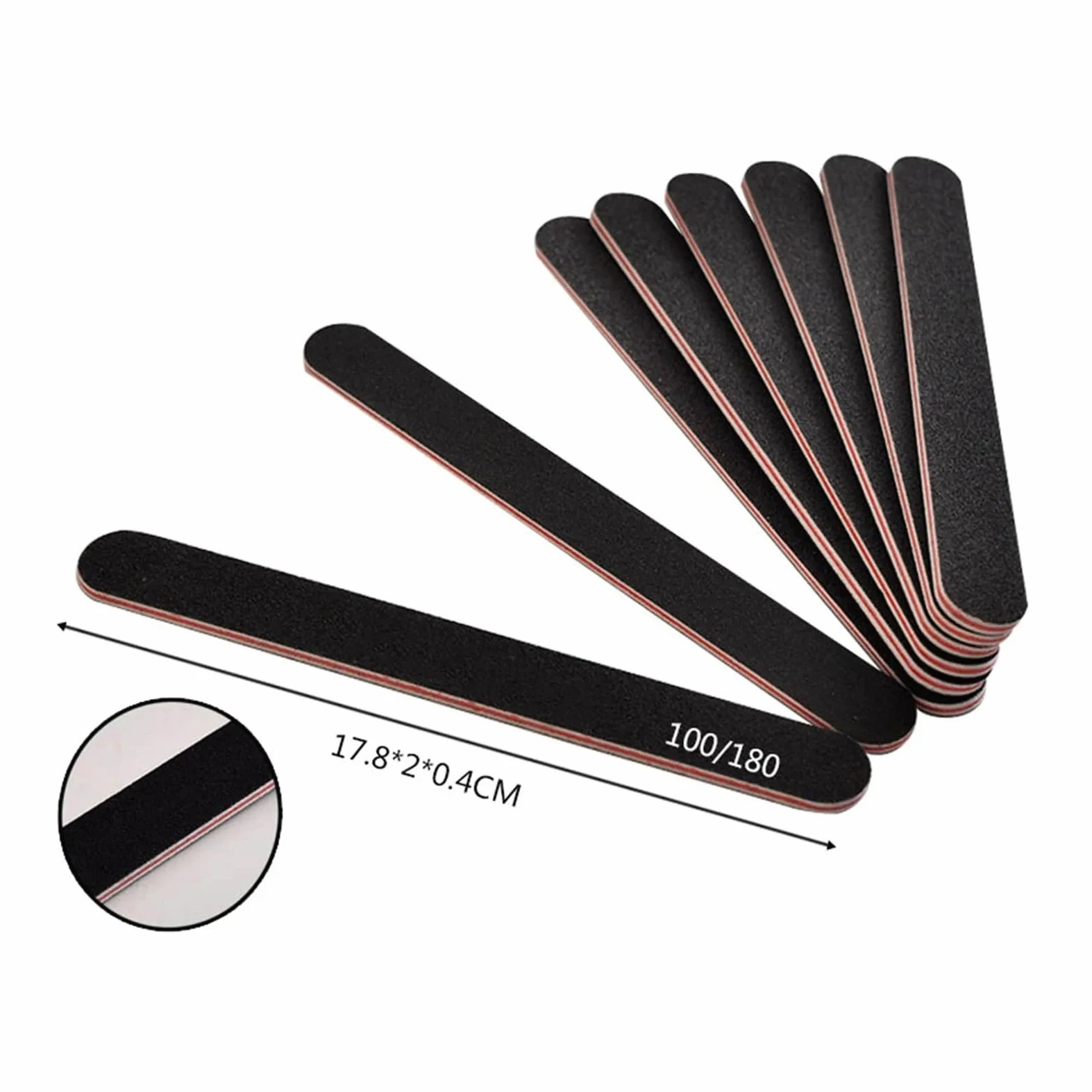10/20/50 pezzi Lima for unghie professionale Lima for unghie Carta vetrata nera Lime dritte e angolari Lime for lucidatura abrasiva(C-50pcs)