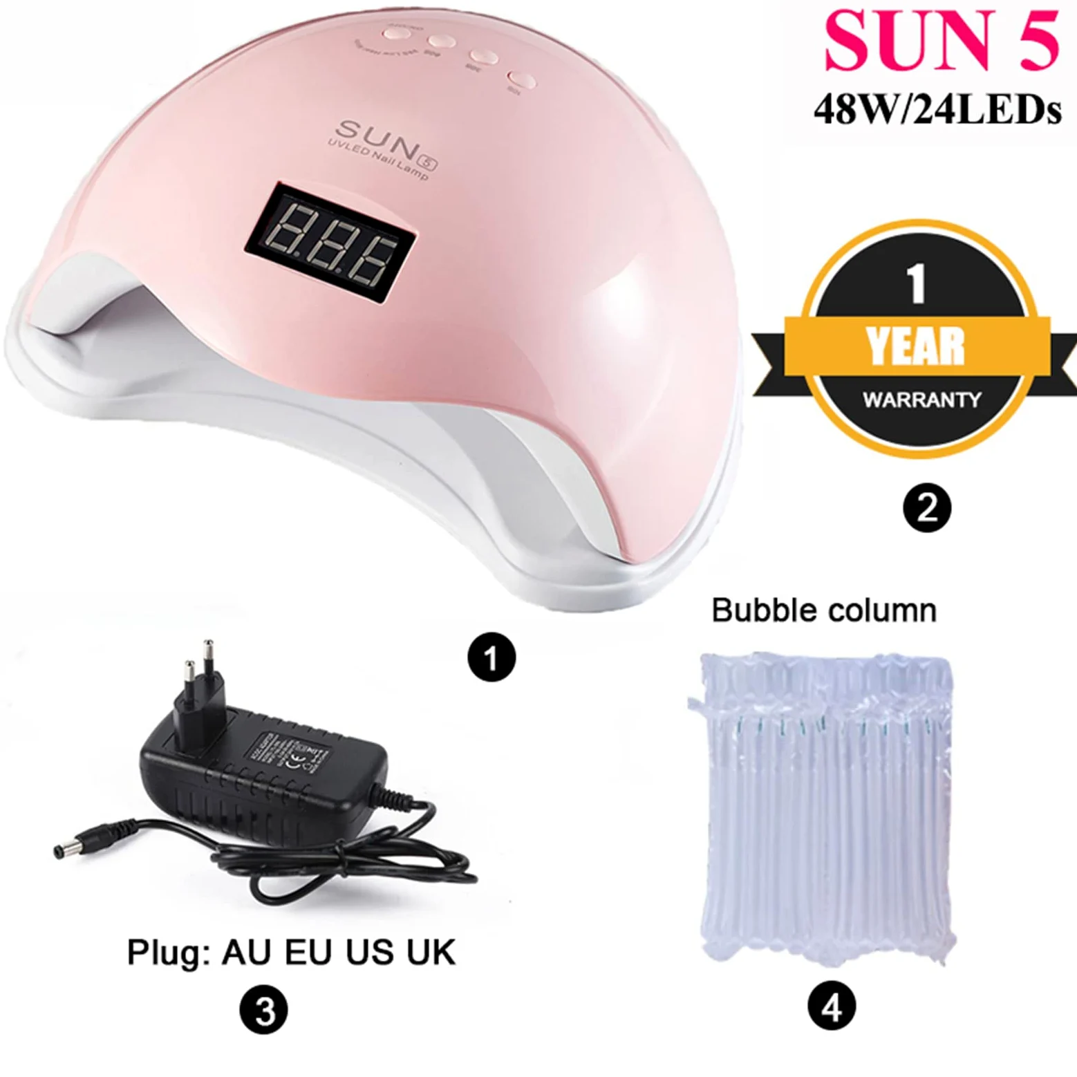 ZYC Lampada Professionale per Unghie Lampada per Unghie LED UV 48W Vernis Strumento per Manicure Semi-Permanente con sensore Auto Essiccazione Lampada Gel,Rosa