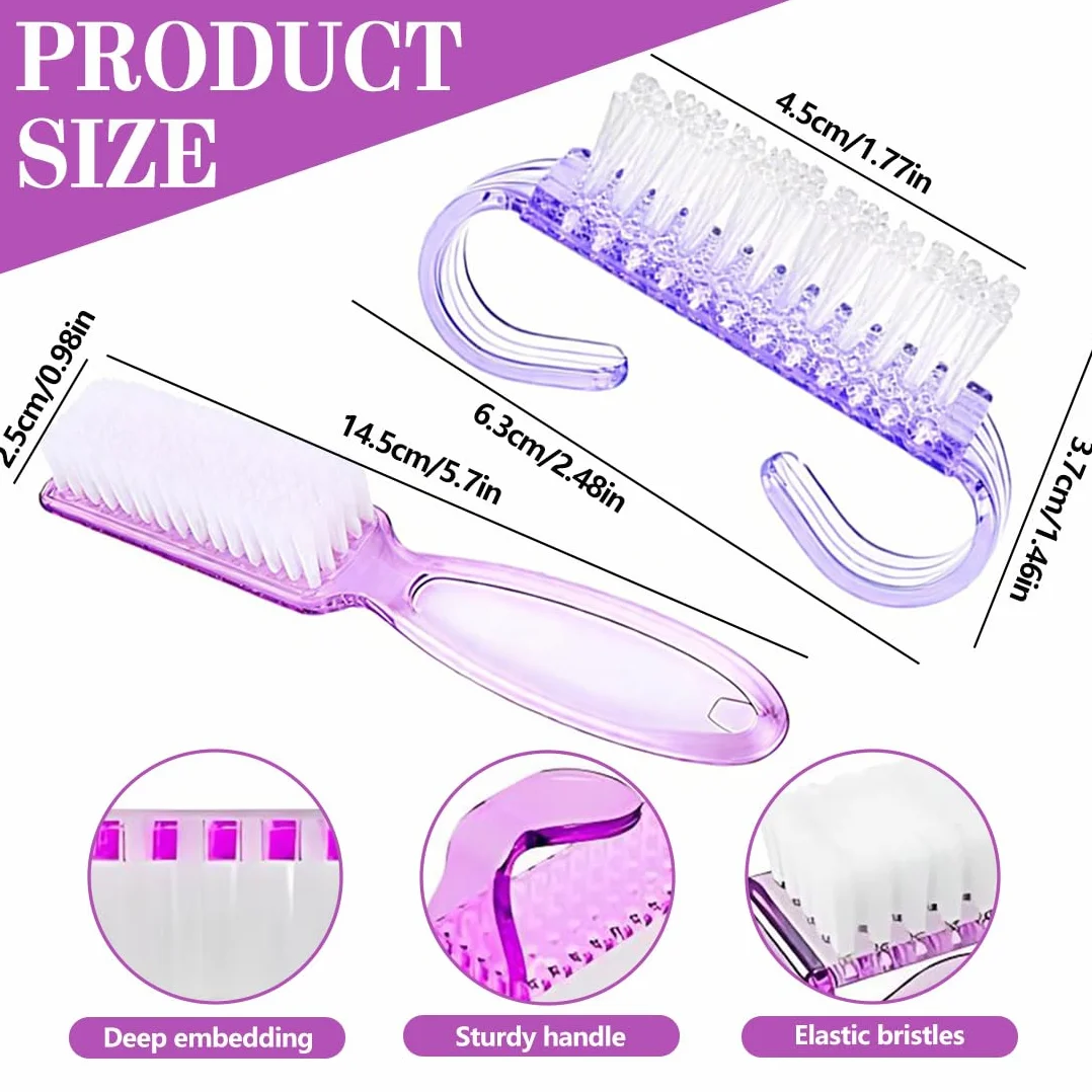 Set di 10 Spazzole per Unghie con Manico in Plastica a Setole Morbide