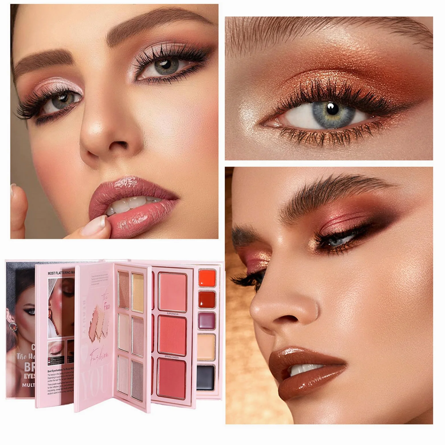 Palette Trucco a Libro per il Trucco del Viso per Donna | Palette Ombretti Portatile Per Studentesse Donne Principianti Artisti Sposa Routine Quotidiana Feste Matrimonio Eventi