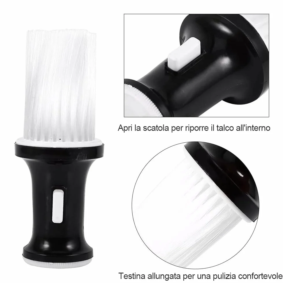 LATRAT Spazzola professionale multiuso per parrucchiere Clean Neck Duster Soft, Barber Haircut Tools con design Bottom Cap per aggiungere talco, taglia piccola
