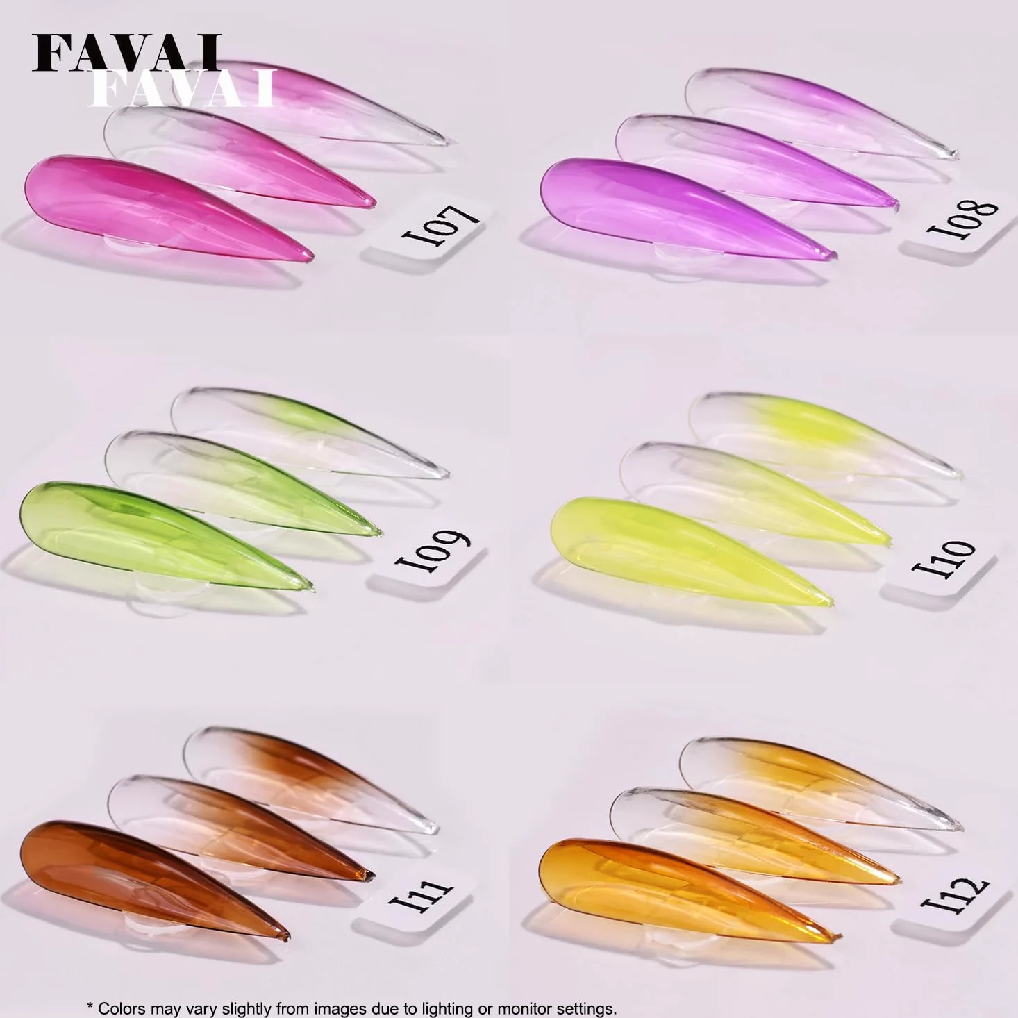 FAVAI Airbrush Gel Ice Collection – 12 colori smalto semi-permanente gelatina semi-trasparente effetto ghiaccio, gel UV senza TPO per baby boomer, francese ombreggiato & nail art professionale, 12 x