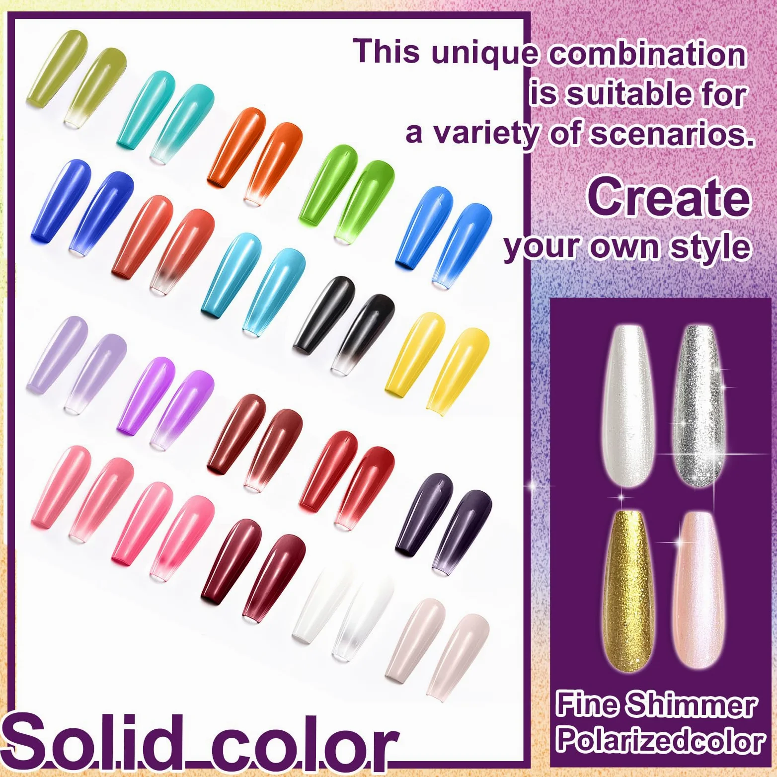 Smalto in Gel Gradient Painting, Set A con 24 Colori Ombre e 100 Pezzi di Spugna per Unghie e Pinzette per Manicure Francese Fai-da-Te, Arte delle Unghie