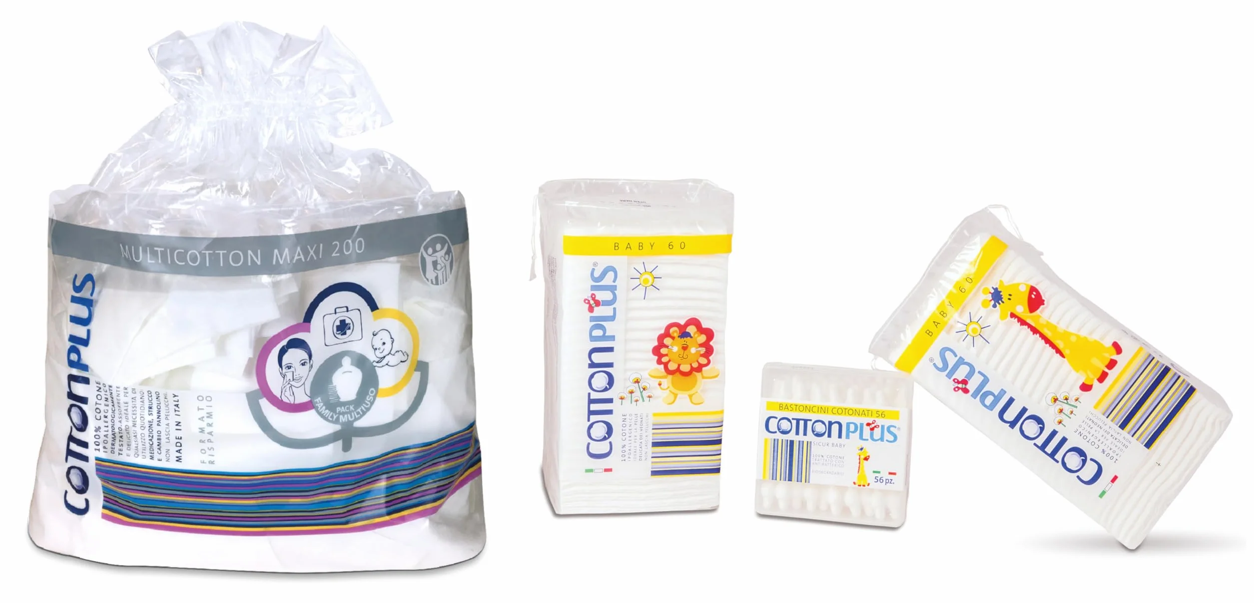 Cotton Plus MULTICOTTON MAXI 200 PZ-FALDINE IN 100% COTONE ADATTE A TUTTA LA FAMIGLIA