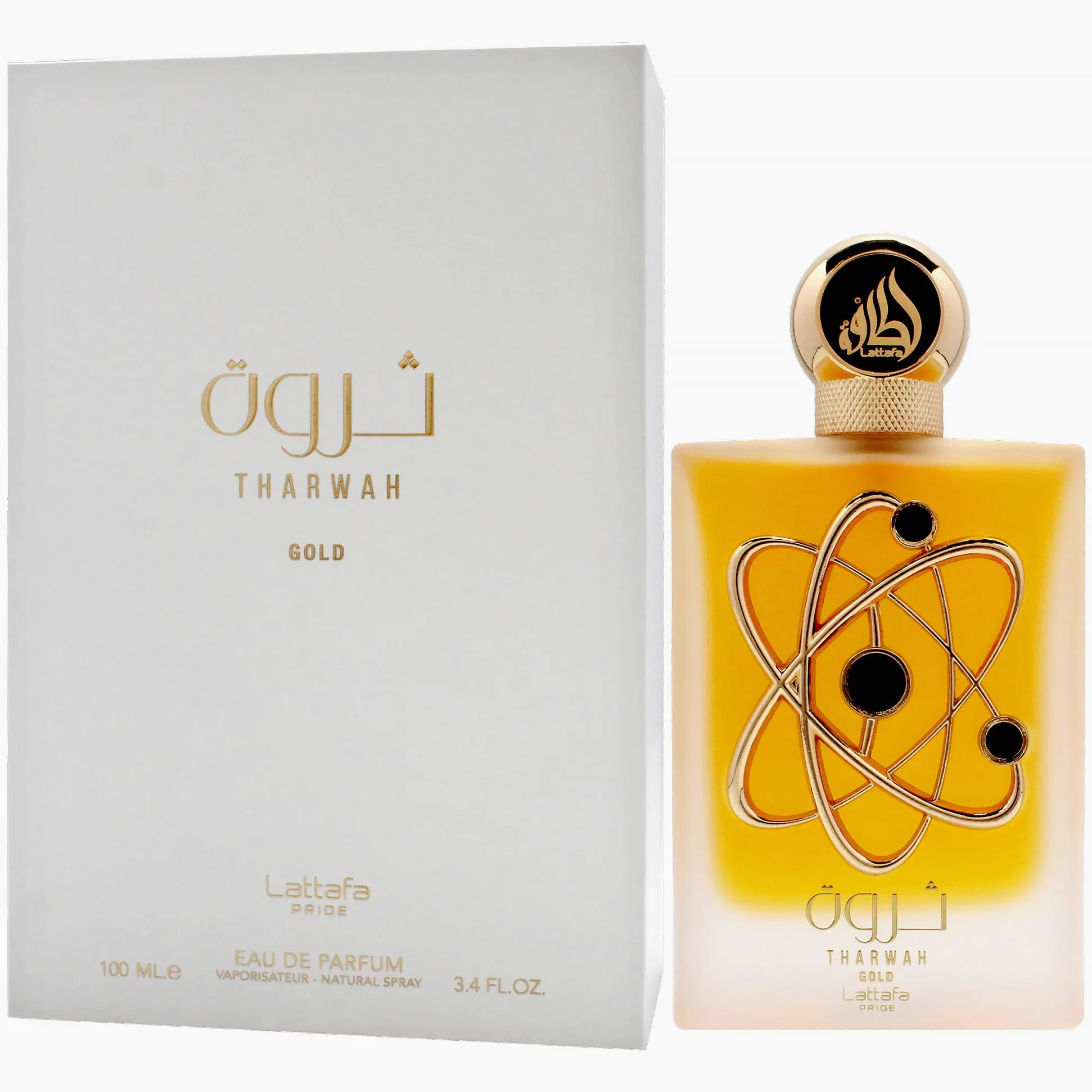 Lattafa Profumi Tharwah Gold for Unisex Eau de Parfum Spray, 3.4 Ounce