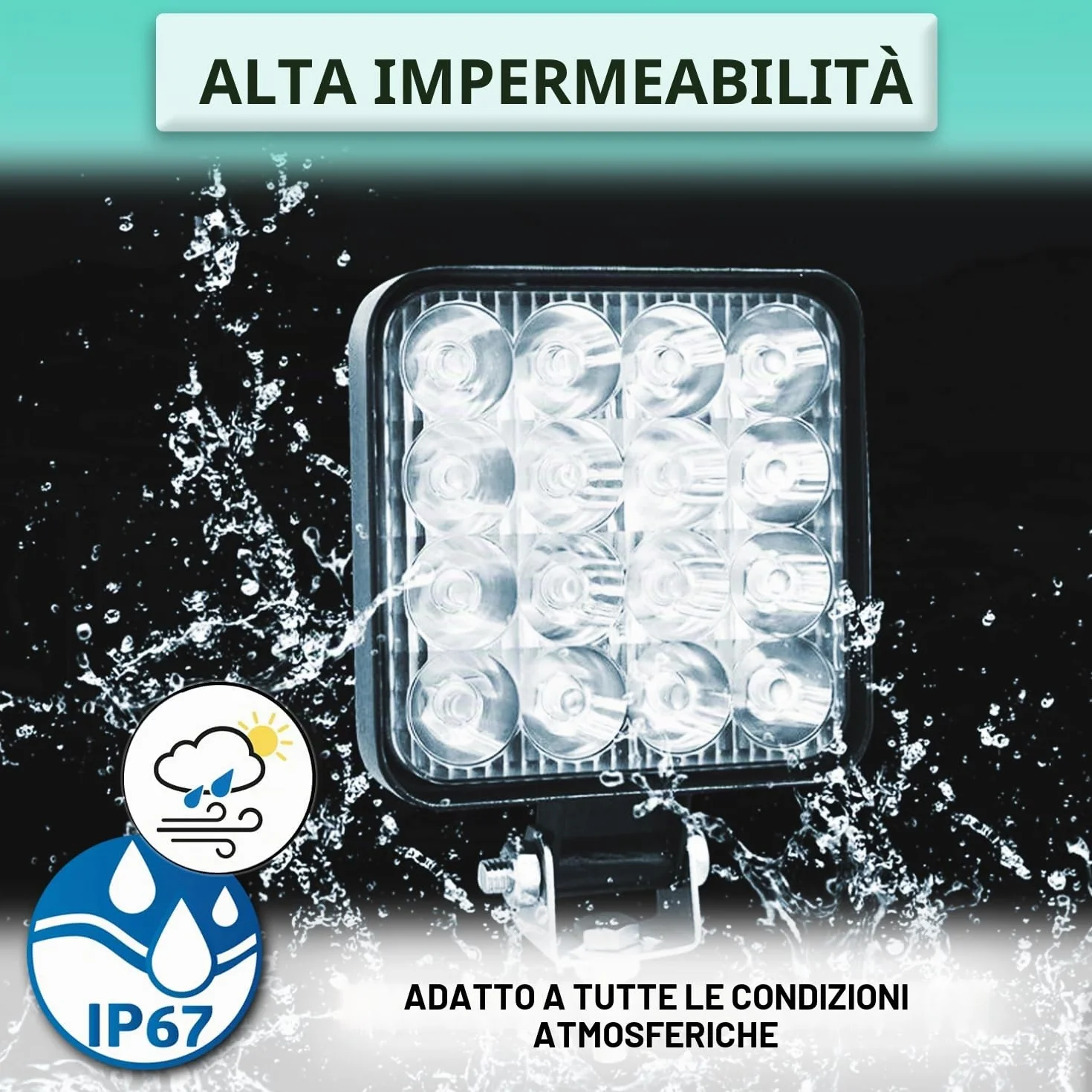 Fari LED trattore 12V 48W IP67 6500K 16 LED 2 sztuki aluminiowe ABS