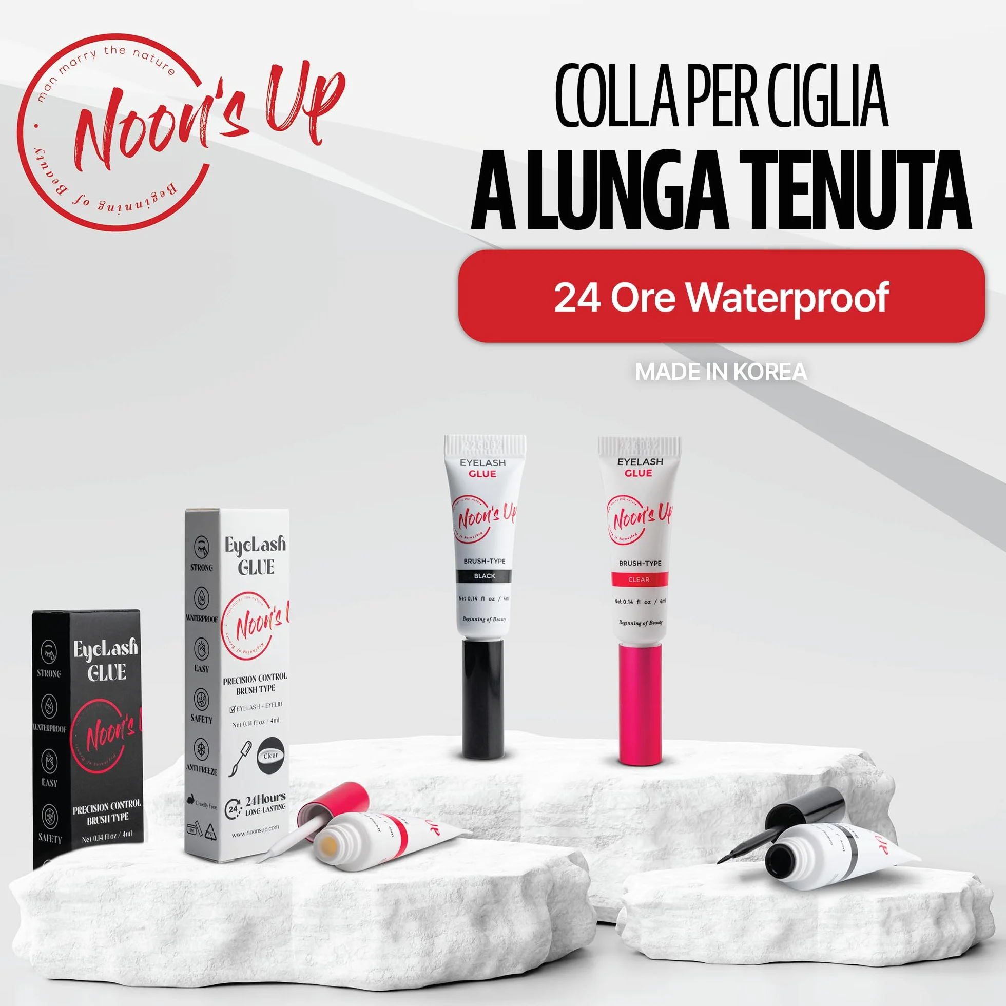NOON'S UP Colla per Ciglia Finte senza Formaldeide 4ml Trasparente