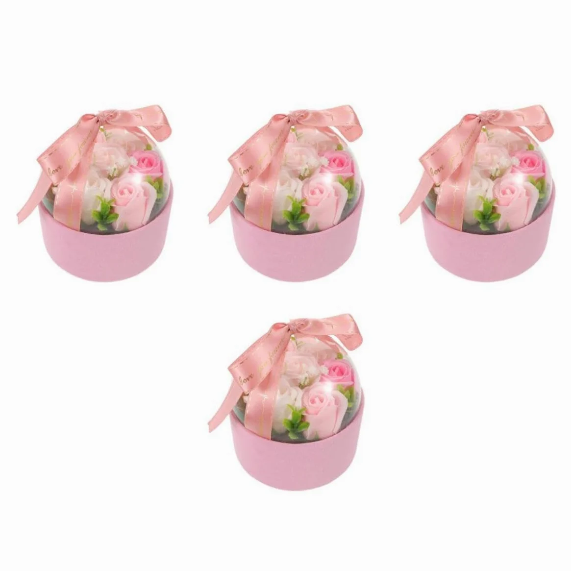 Toyvian 4 Pezzi Rose di Sapone Profumate Rosa in Scatola Regalo Elegante | Fiori Decorativi Creativi, Freschezza Delicata e Duratura, per Mamma o Fidanzata, Natale e San Valentino