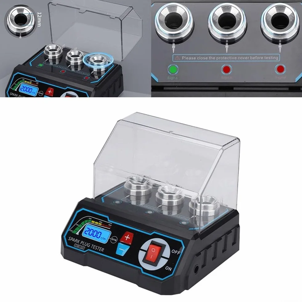 Rilevatore di scintille regolabile 12 V per tester bobina di accensione motore automobilistico 3 fori