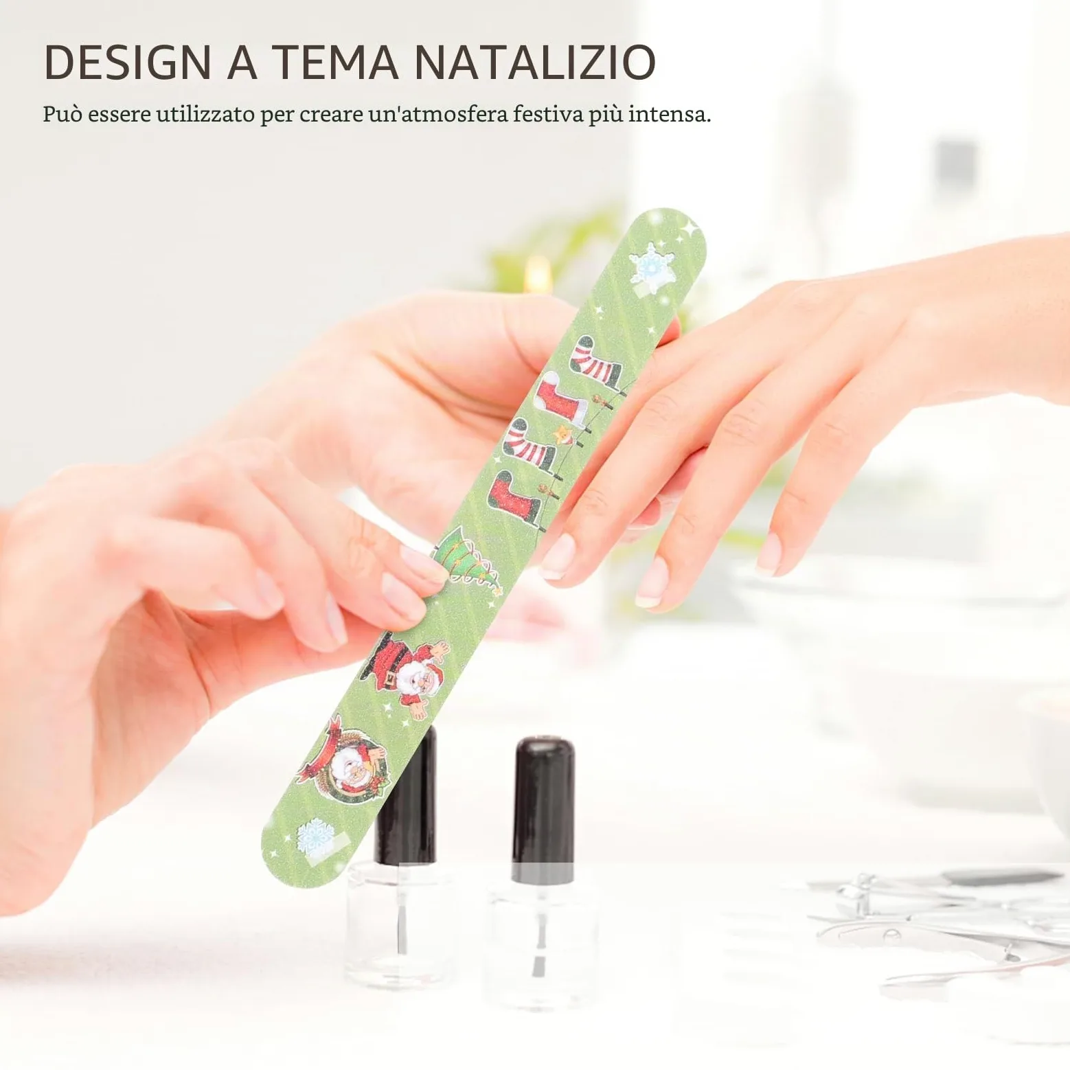 Healvian 12 Pezzi Lima Per Unghie Professionale Natalizie Lime Per Unghie Natalizia Tavole Smerigliate a Doppia Natalizi Lime a Tema Natalizio Per Manicure Pedicure E Lucidatura Donna