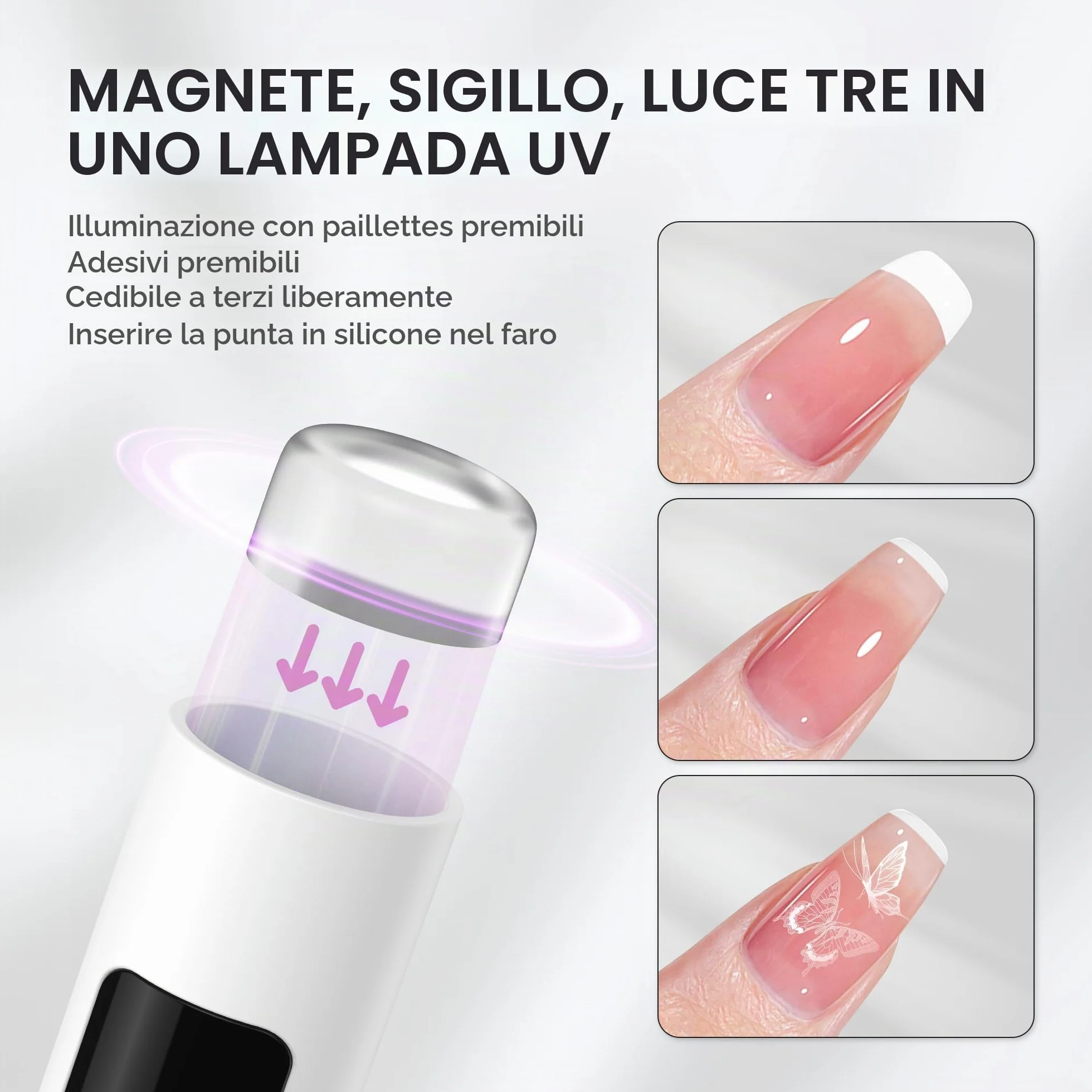 Halmai Lampada UV Portatile per Smalto Gel, Mini Luce Rossa LED, Asciuga Unghie USB Ricaricabile Senza Fili, Strumento per Manicure