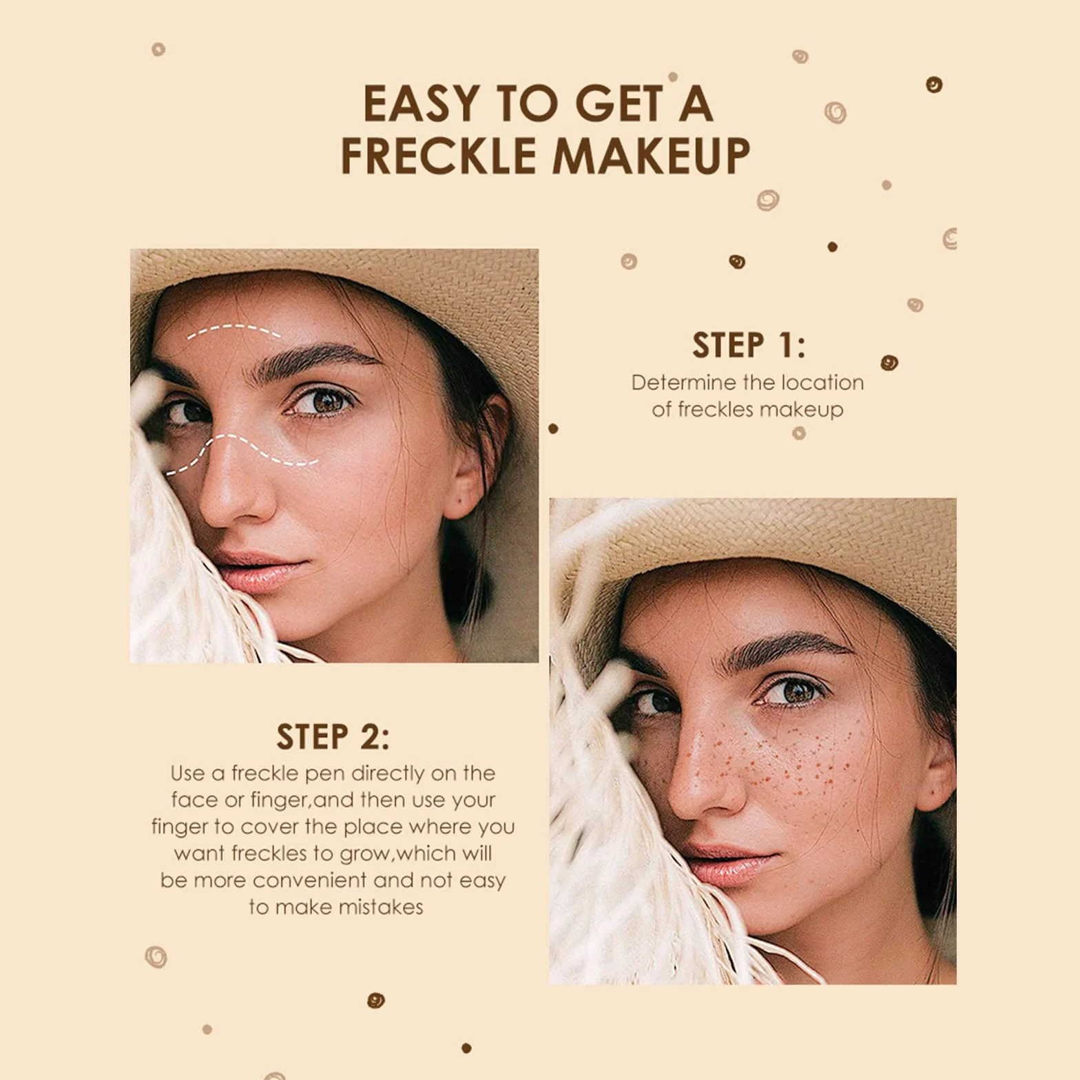 Freckles Pen, Impermeabile, Facile da Colorare, Penna a Punti Morbida, Penna per lentiggini a Simulazione Naturale Penna per lentiggini per Trucco a Lunga Durata Impermeabile (01)