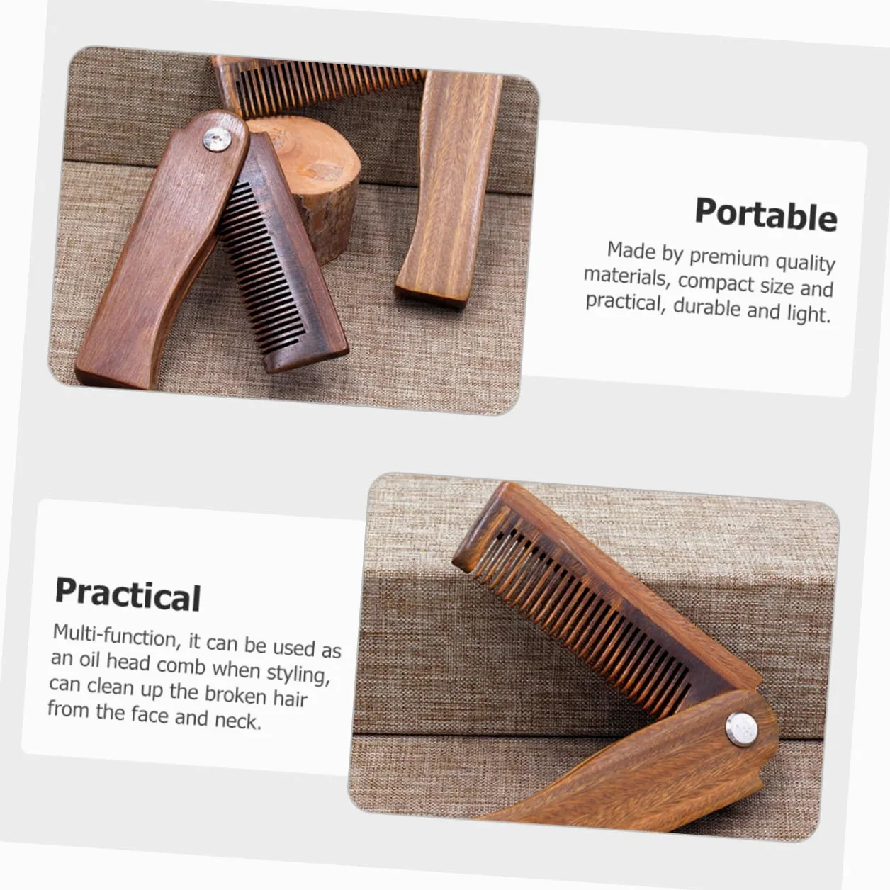 Beavorty 4 Set Pettine Tascabile Pieghevole Per Uomo Pettine Per in Legno Strumento Per Lo Styling Di Baffi E Barba Per Baffi in Legno Compatto E Portatile