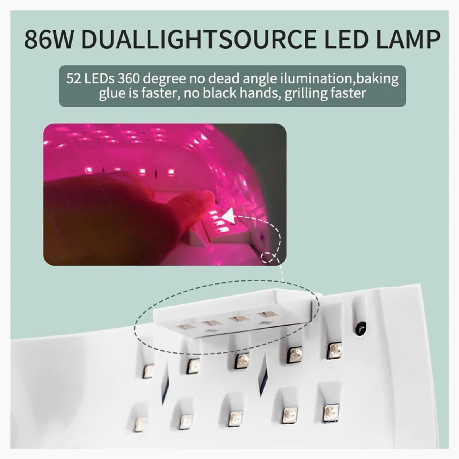 Lampada UV per unghie, Wireless 86w HA CONDOTTO LA Lampada UV Del Chiodo 86W for La Cura di Tutti I Gel Smalto for Unghie Lampada Della Luce Del Sole Manicure Intelligente display LCD Ricaricabile per