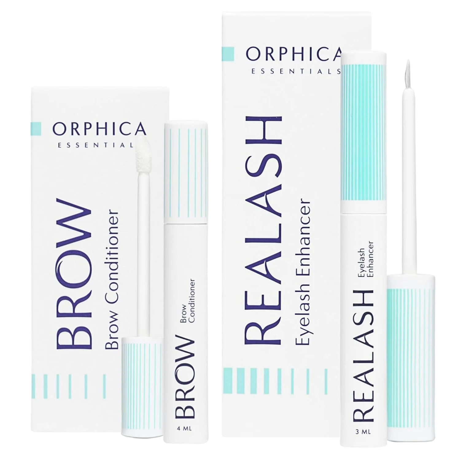 ORPHICA Brow & Realash Set - Siero per ciglia 3 ml + Siero per sopracciglia 4 ml - Balsamo per una crescita visibile, Gel stimolante per la crescita dei capelli