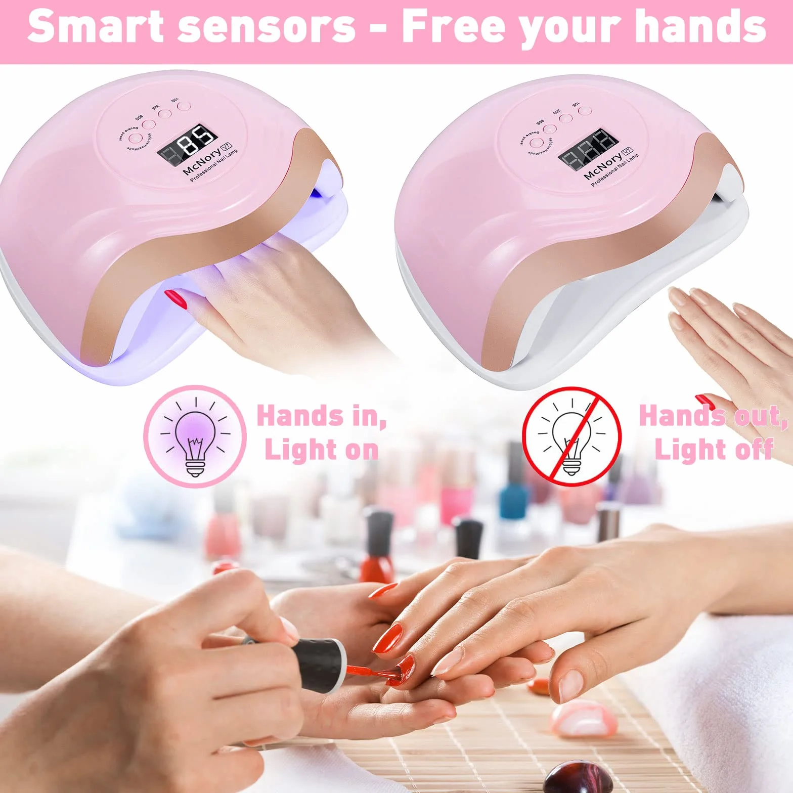 Lampada Unghie LED UV Professionale,168W Fornetto Unghie Può Curare Rapidamente,Sensore Di Avvio Automatico,Timers da 10s/30s/60s/90s,LCD Display Lampada per unghie per Gel Nail Polish Light