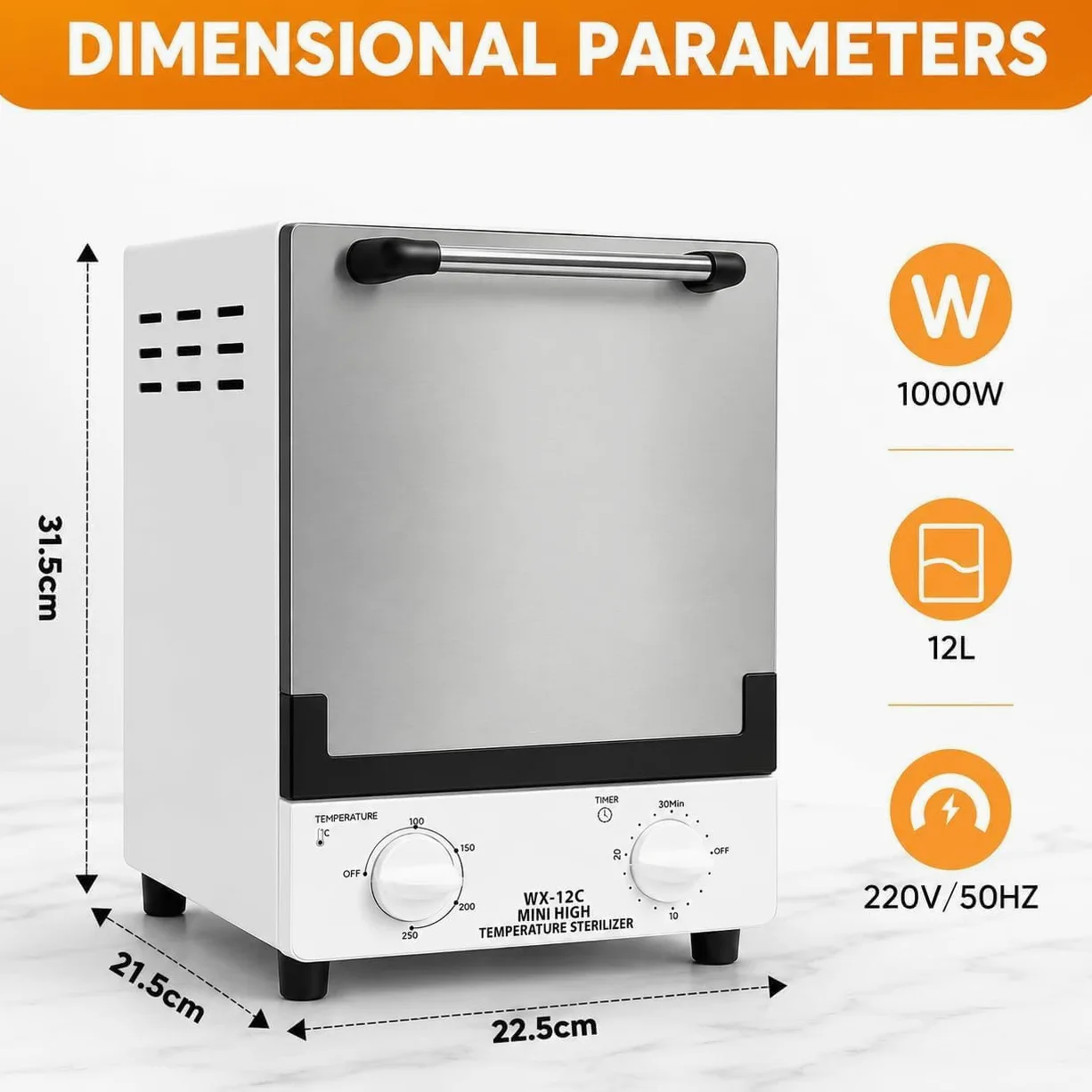 Sterilizzatore per autoclave a infrarossi, 12 l, con controllo del tempo e della temperatura regolabili, sterilizzatore a vapore ad alta temperatura per unghie, strumenti di bellezza, saloni di