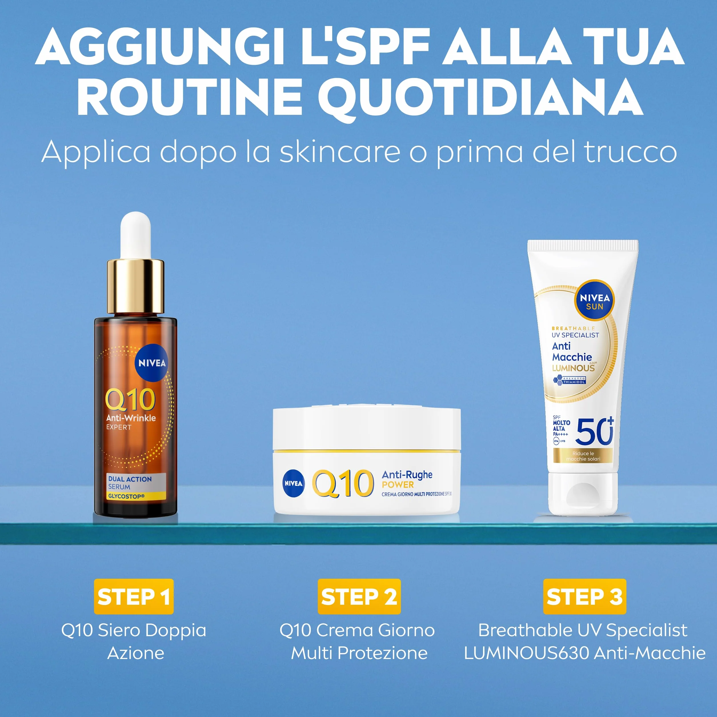 NIVEA SUN Luminous630 Crema Solare Viso SPF 50+ 40 ml anti-macchia fluido leggero Thiamidol