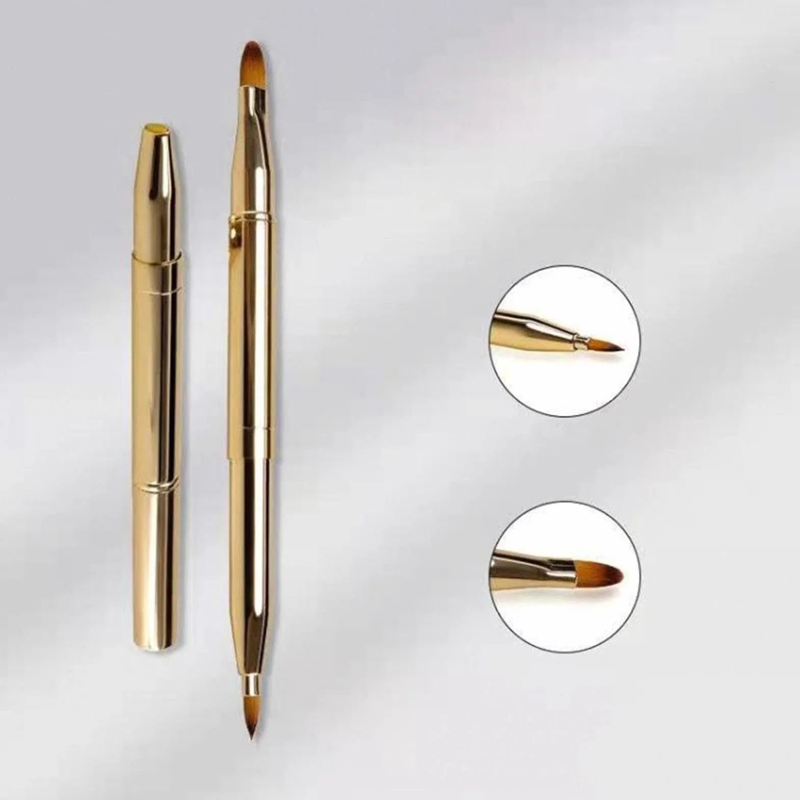 Pennello per labbra a doppia estremità, applicatore retrattile per trucco, labbra e rossetto, strumento di miscelazione con tappo per lucida, ombretto, pennello cosmetico multiuso per kit