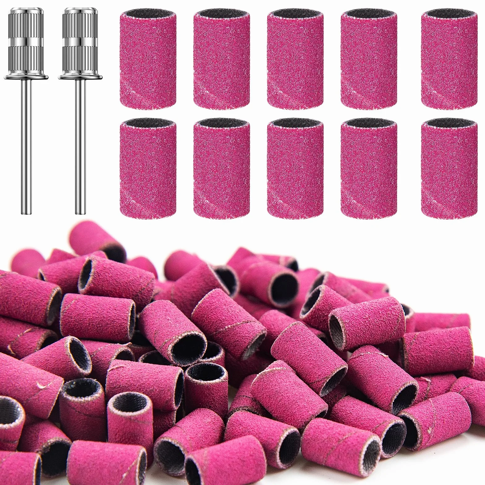 100 Pezzi Nastri Abrasivi Manicure, 180# Levigatura Bande, Bande Abrasive con Punte per Fresa Unghie per Pedicure del Manicure del Trivello del Unghie Macchina, Rosa