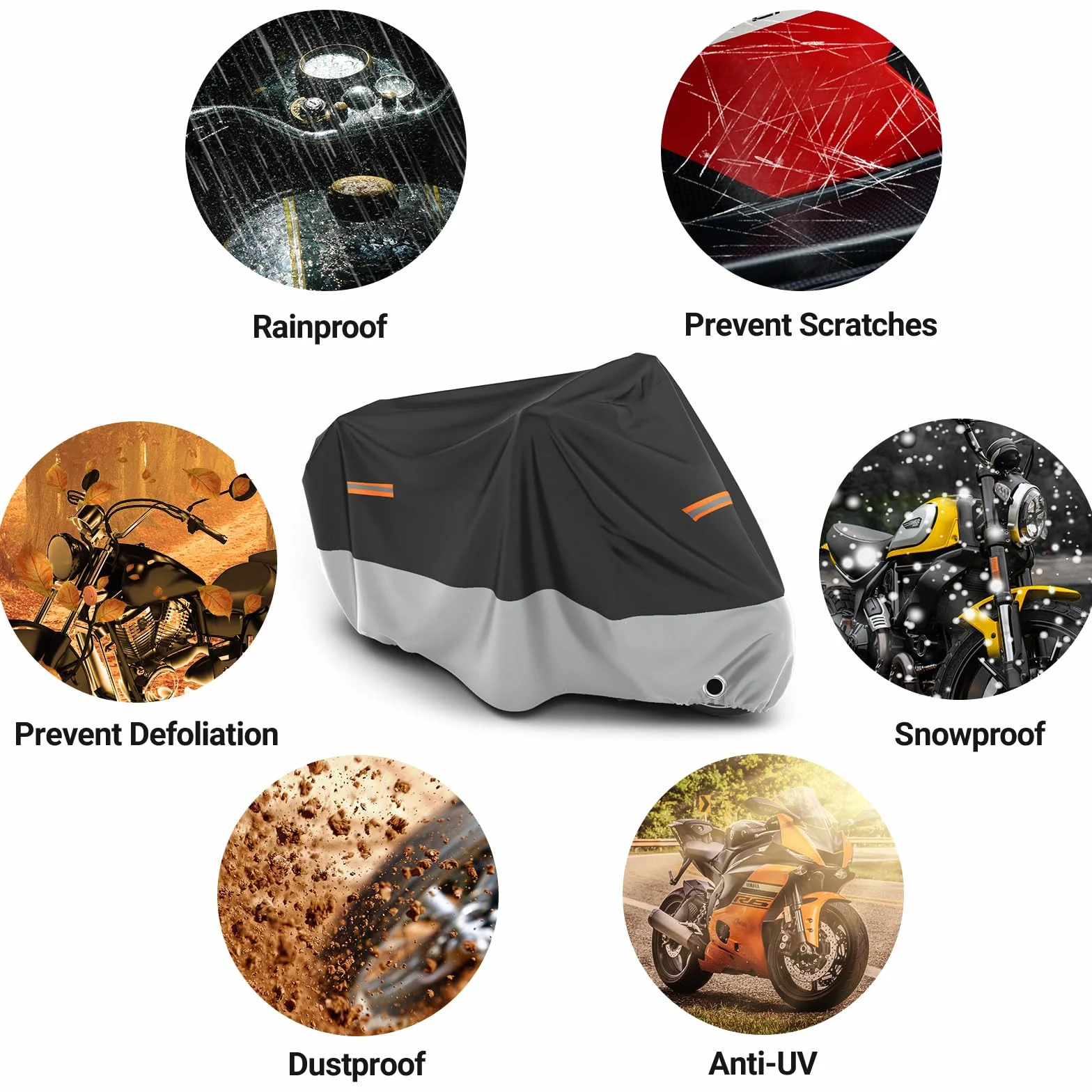 Favoto Copertura Moto Impermeabile XXL Oxford Antipolvere Protezione UV 245x105x125cm Nero Argento