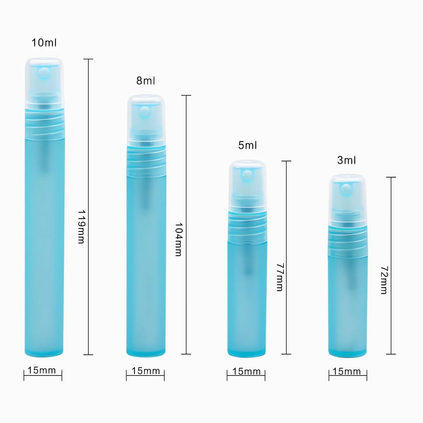100 Pezzi 10ml Glassato Blu plastica flacone spray Piccolo Flacone Spray per Nebbia Riutilizzabile Portatile, Bottiglia di Profumo, Cosmetica, Viaggio