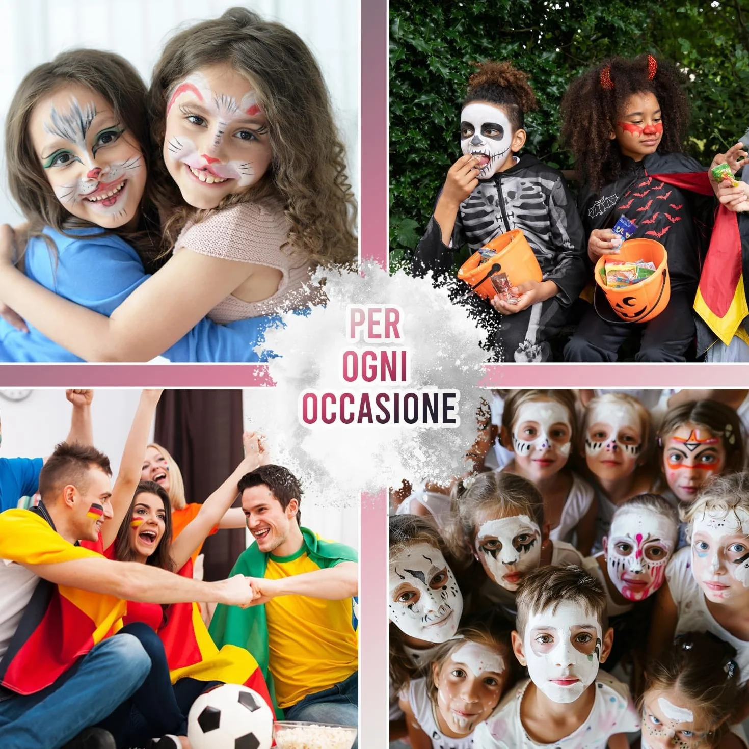 Festicy Premium Pittura per viso I 20g colori per il viso e corpo ed una spugna I face paint trucchi da viso per travestimenti, per Carnevale e Halloween, truccabimbi per bambini ed adulti (Bianco)