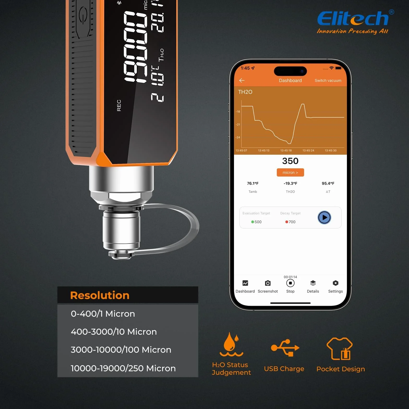 Manometro Digitale HVAC Elitech con Supporto App e Registrazione Offline