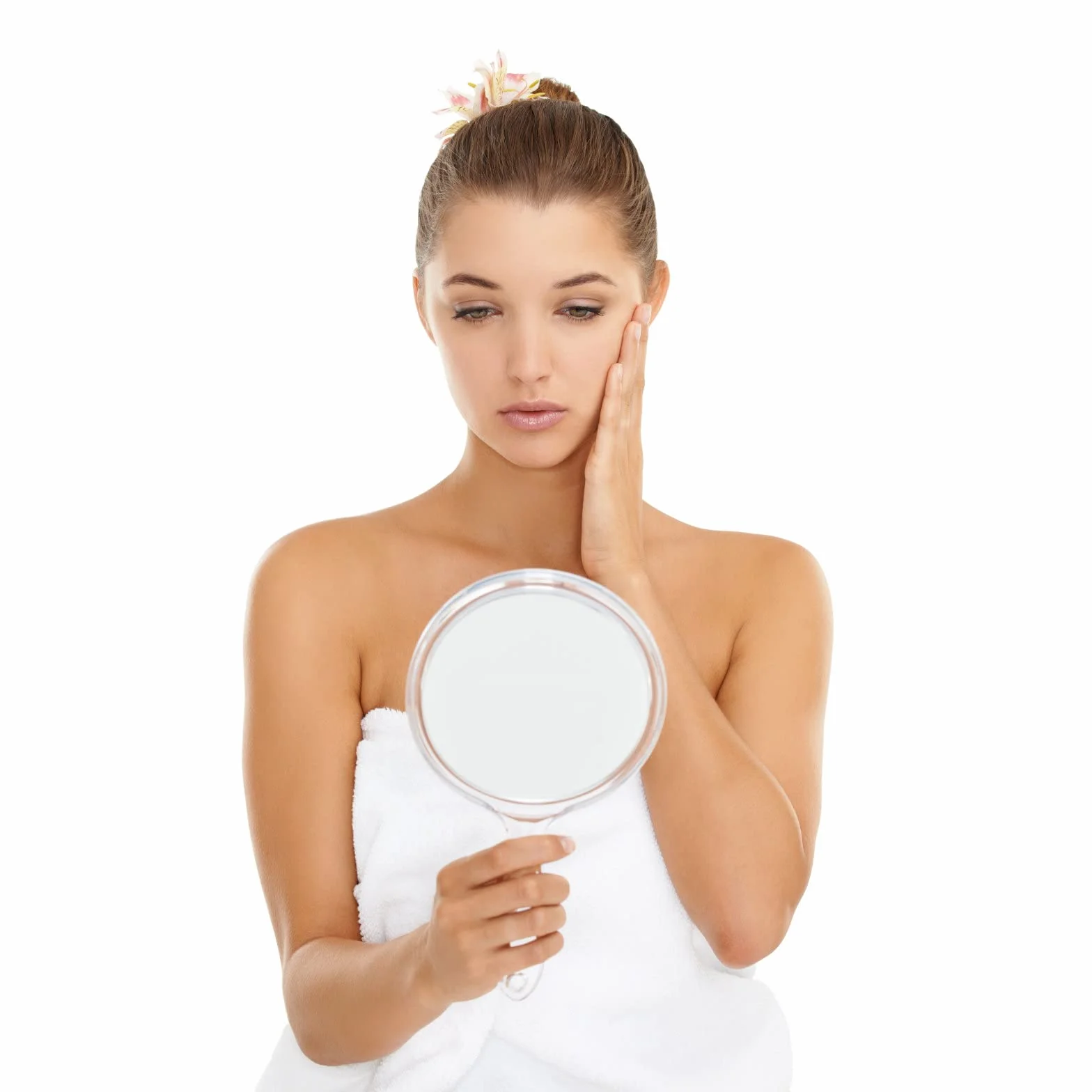 Specchio Portatile con Manico, Specchio a Mano Piccolo Bifacciale con Ingrandimento 1X/3X, per Trucco Quotidiano e Cosmetico