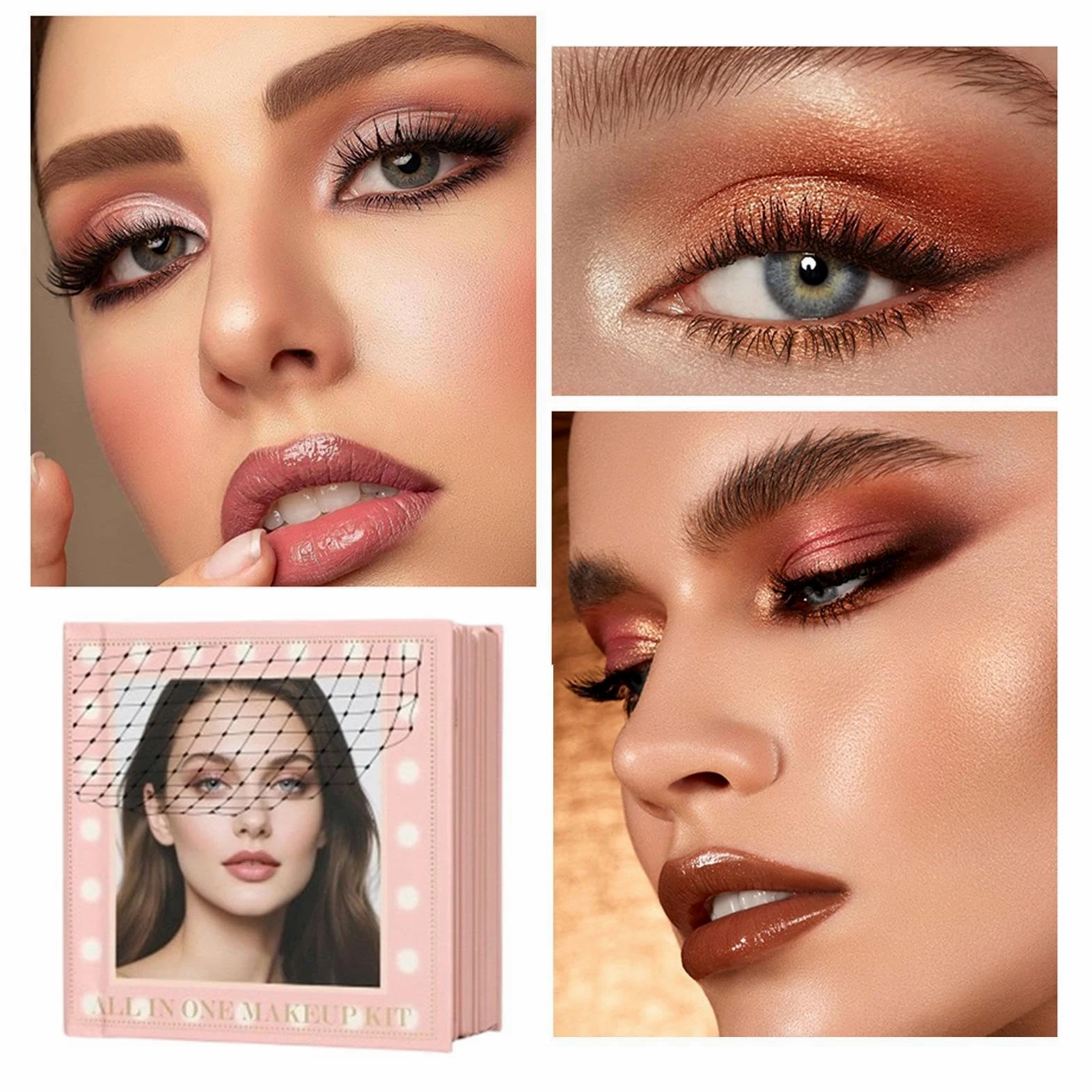 Palette Per Il Viso Illuminante, Blush, Contorno Viso Con Effetti Shimmer E | Palette Ombretti Pigmentata a Libro Trucco per Donne Ragazze Moglie Fidanzata Casa Ufficio All'aperto Feste e Va