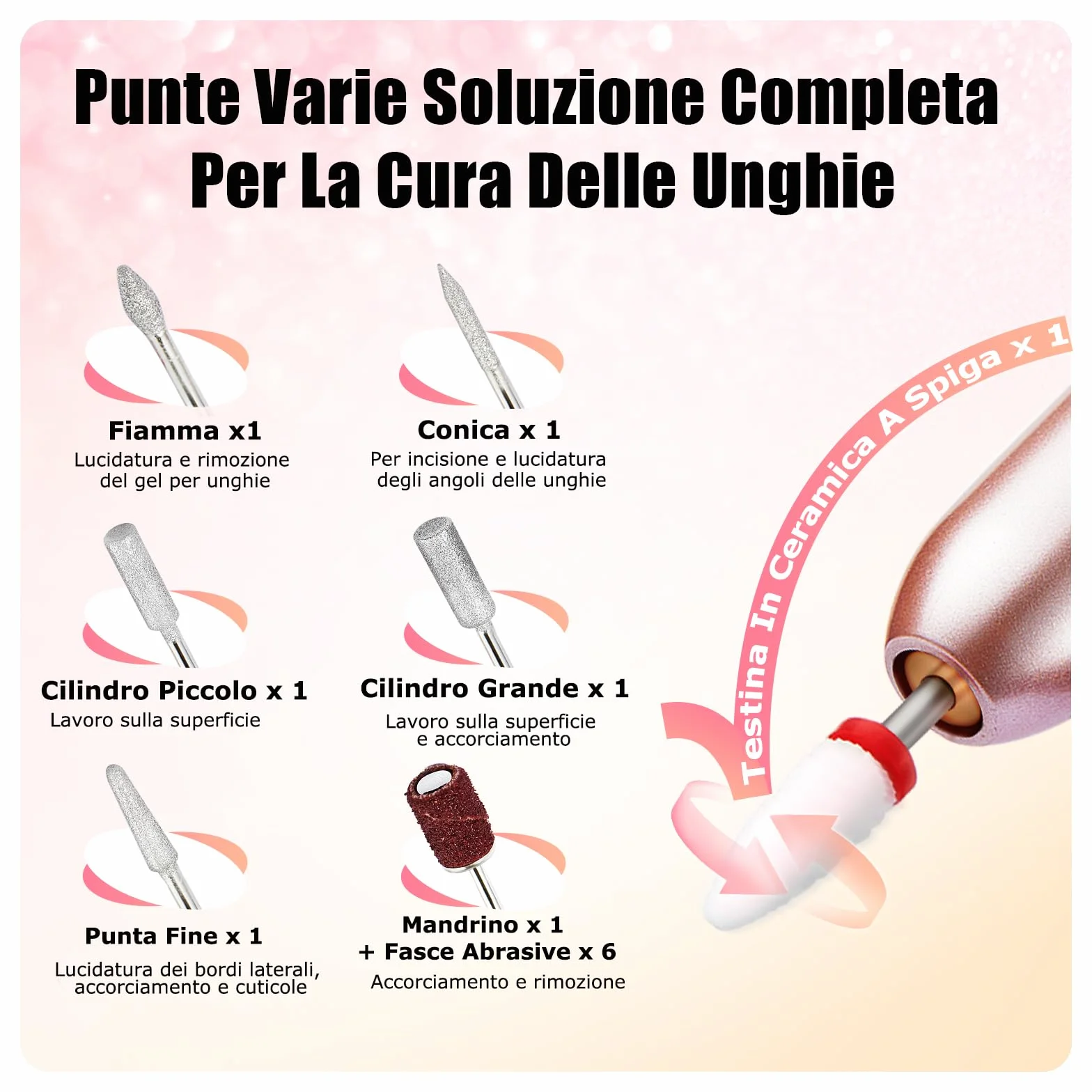 MEFA Fresa per Unghie 13 PCS Nail Drill 20000 RPM Manicure e Set Pedicure per Gel Ricostruzione Unghie