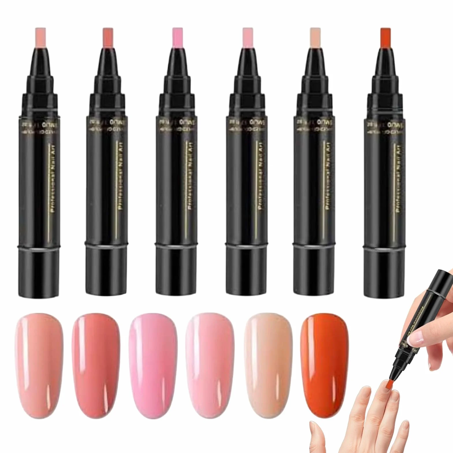 6 colori penna per smalto ad asciugatura rapida per donne, smalto per unghie, unghie ad asciugatura rapida, penne artistiche polacche 6 colori, senza UV per lucidatura, per manicure
