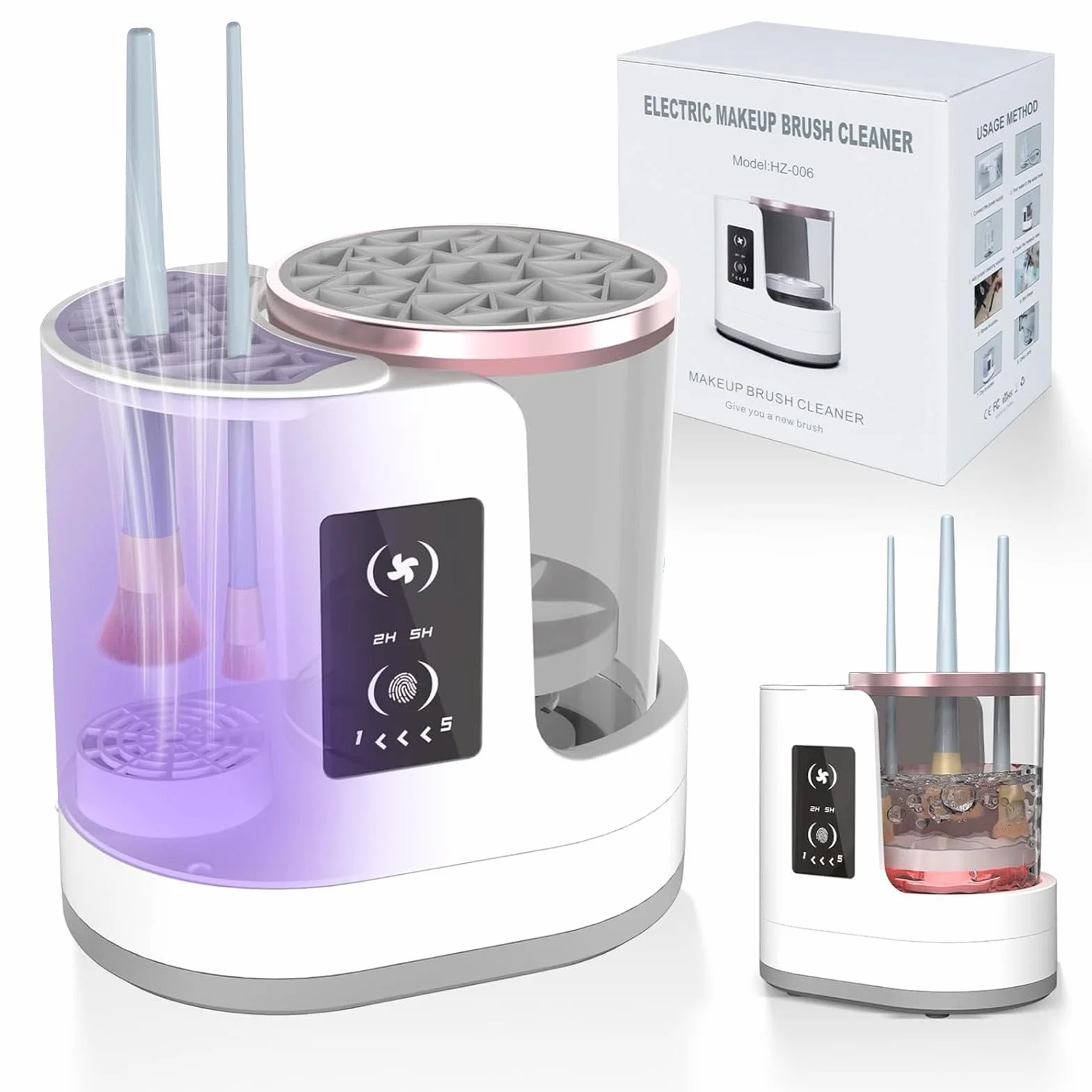 Pulitore Elettrico Automatico 3in1 Pennelli Make-up con Asciugatrice – Macchina Plugin, Includi Stazione Asciugatura & Cura Igienica