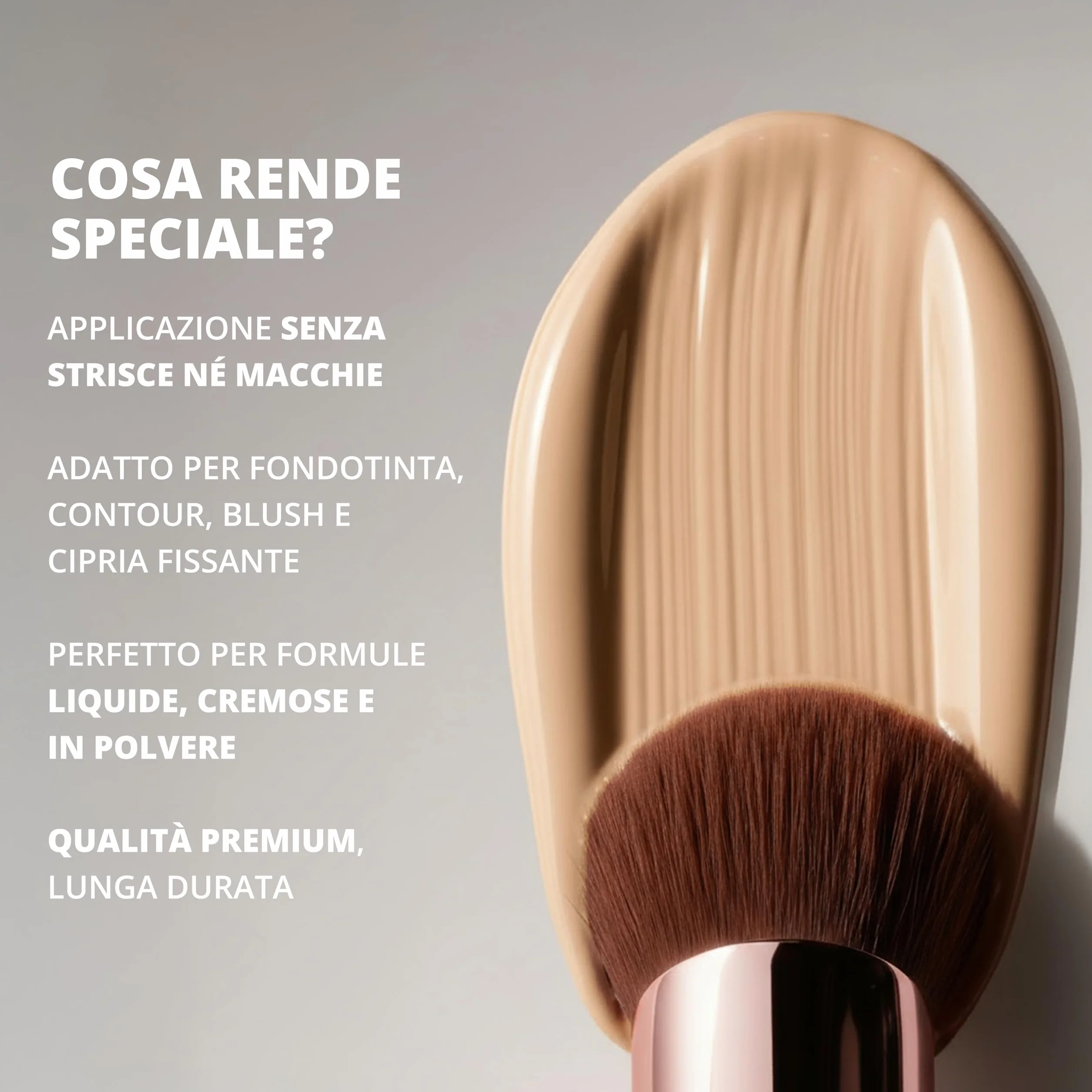 Pennello Flat Top Kabuki Viso per Fondotinta Liquido, Cipria, Crema Minerale - Setole Sintetiche Professionali