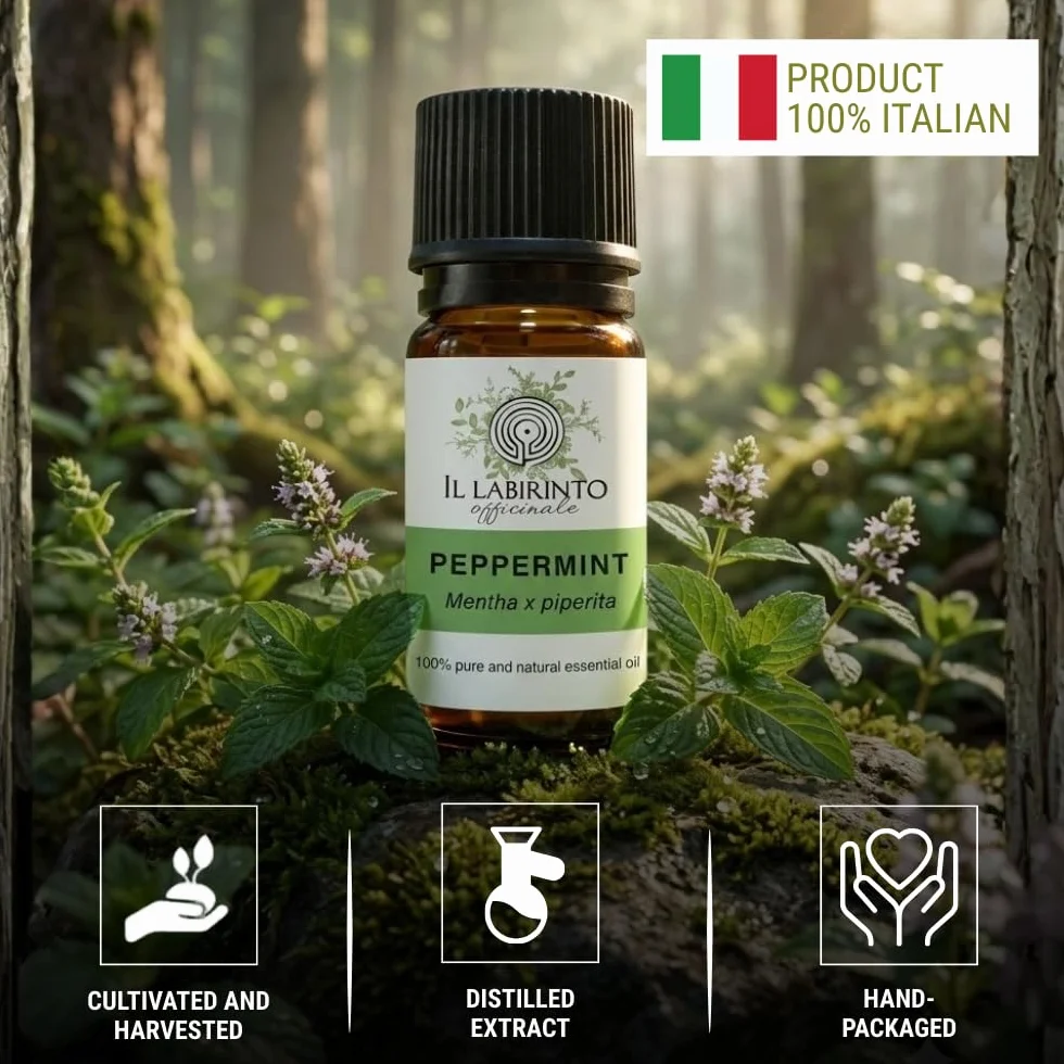 Olio Essenziale Menta Piperita puro alimentare Italiana Il Labirinto Officinale 10ml