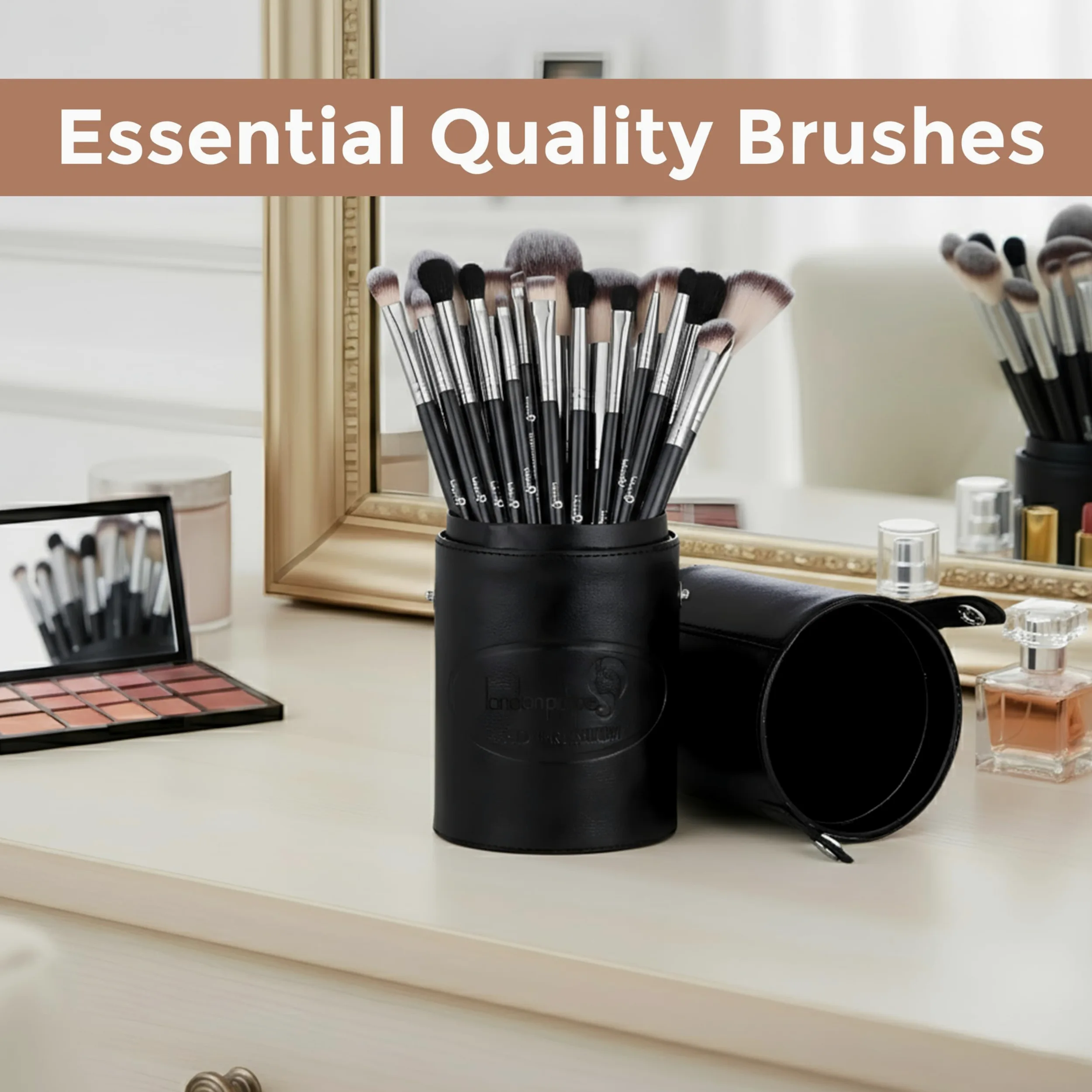 London Prime Professional - Set di 21 pennelli da trucco, kit completo per viso, occhi, fondotinta, fard, correttore, cipria, illuminante, sfumatura e trucco degli occhi, setole sintetiche di alta