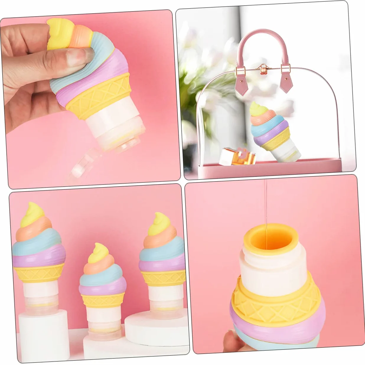 VICASKY 3 Set Bottiglie Viaggio Silicone Contenitori Squeeze Impermeabili Per Shampoo E Lozione Per Cosmetici Viaggio 3 Pezzi * 3