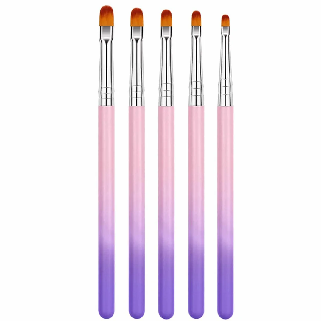 Set di 5 pennelli per unghie – Pennello professionale in gel e acrilico per unghie – Pennello gel per nail art – Pennello acrilico per unghie – Set di pennelli per unghie in gel