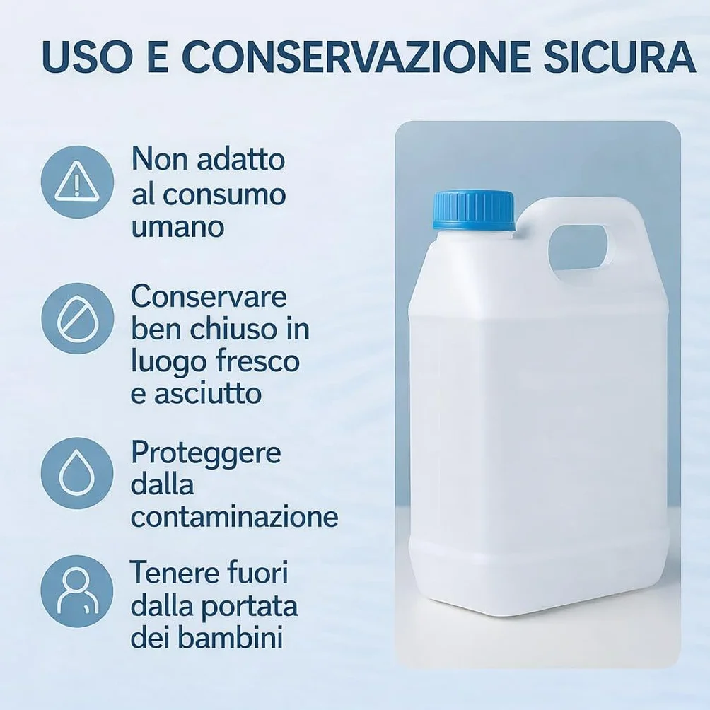 GiDeli Acqua demineralizzata 4 x 5 l per ferro da stiro, batterie, refrigeratore