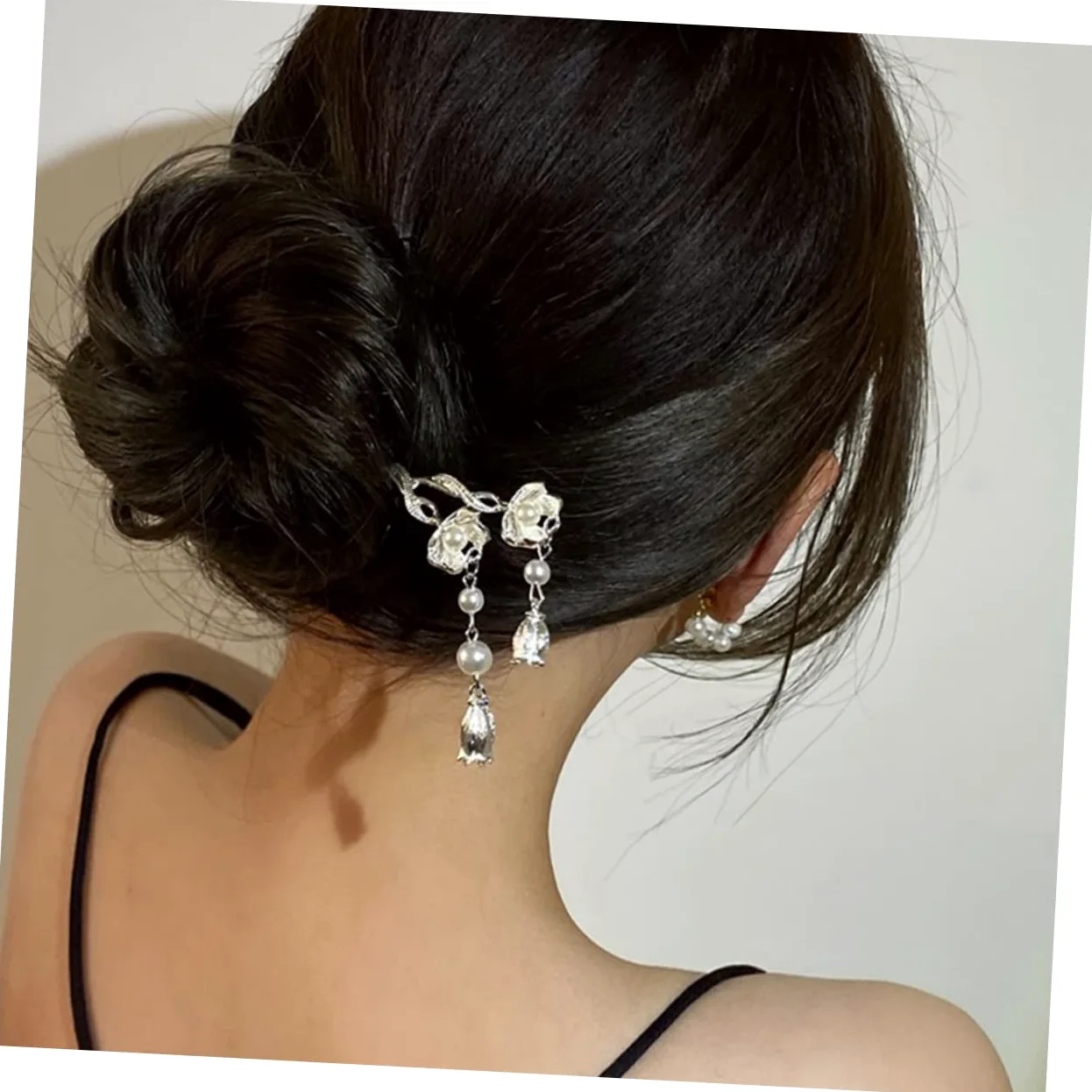 minkissy 10pezzi Forcine Per Stile Cinese Con Fiori e Perle Eleganti Accessori Per Acconciature Sposa e Bun Per Donne e Ragazze