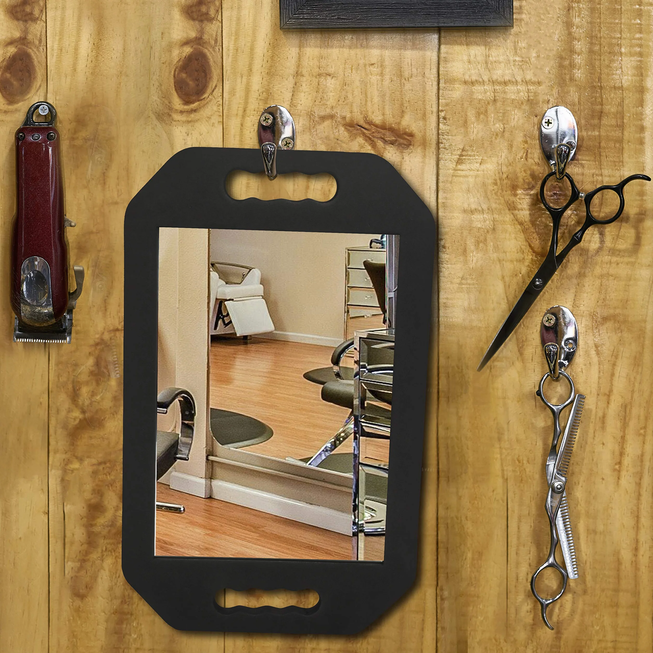 Kurtzy Specchio da parrucchiere portatile con doppia maniglia per tagli di capelli retro testa