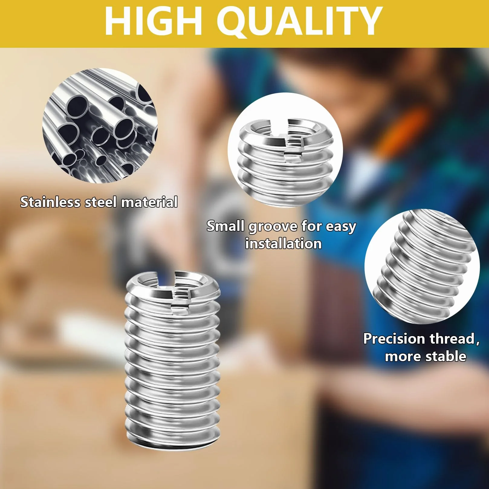 Boccole Filettate in Acciaio Inox M10 a M8 Inserti Filettati per Riparazione Filettature