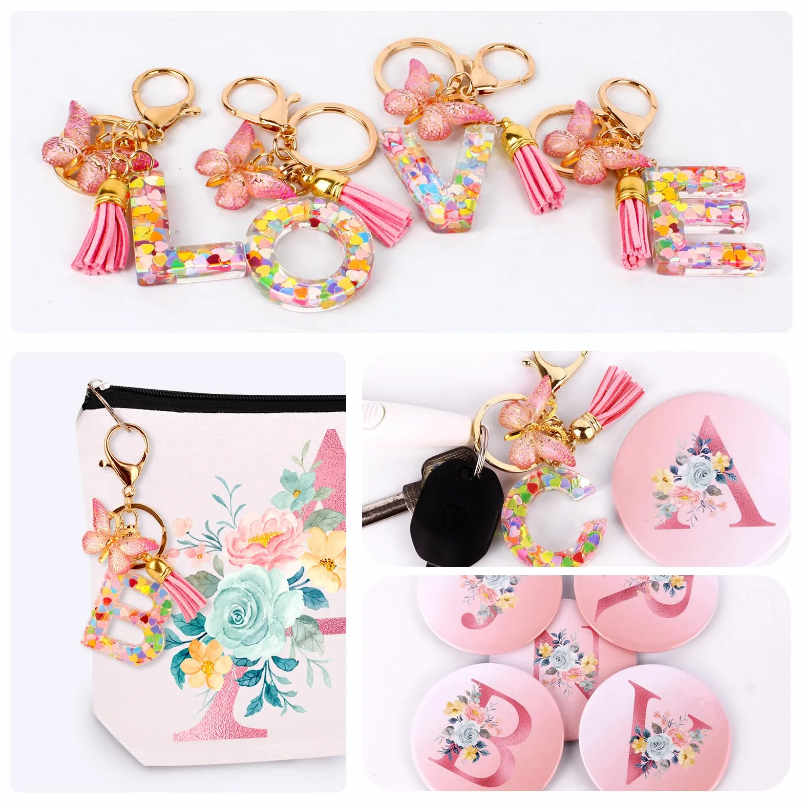 Bingtoo Borsa per il trucco personalizzata con iniziale per donna Pochette Regalo compleanno Natale