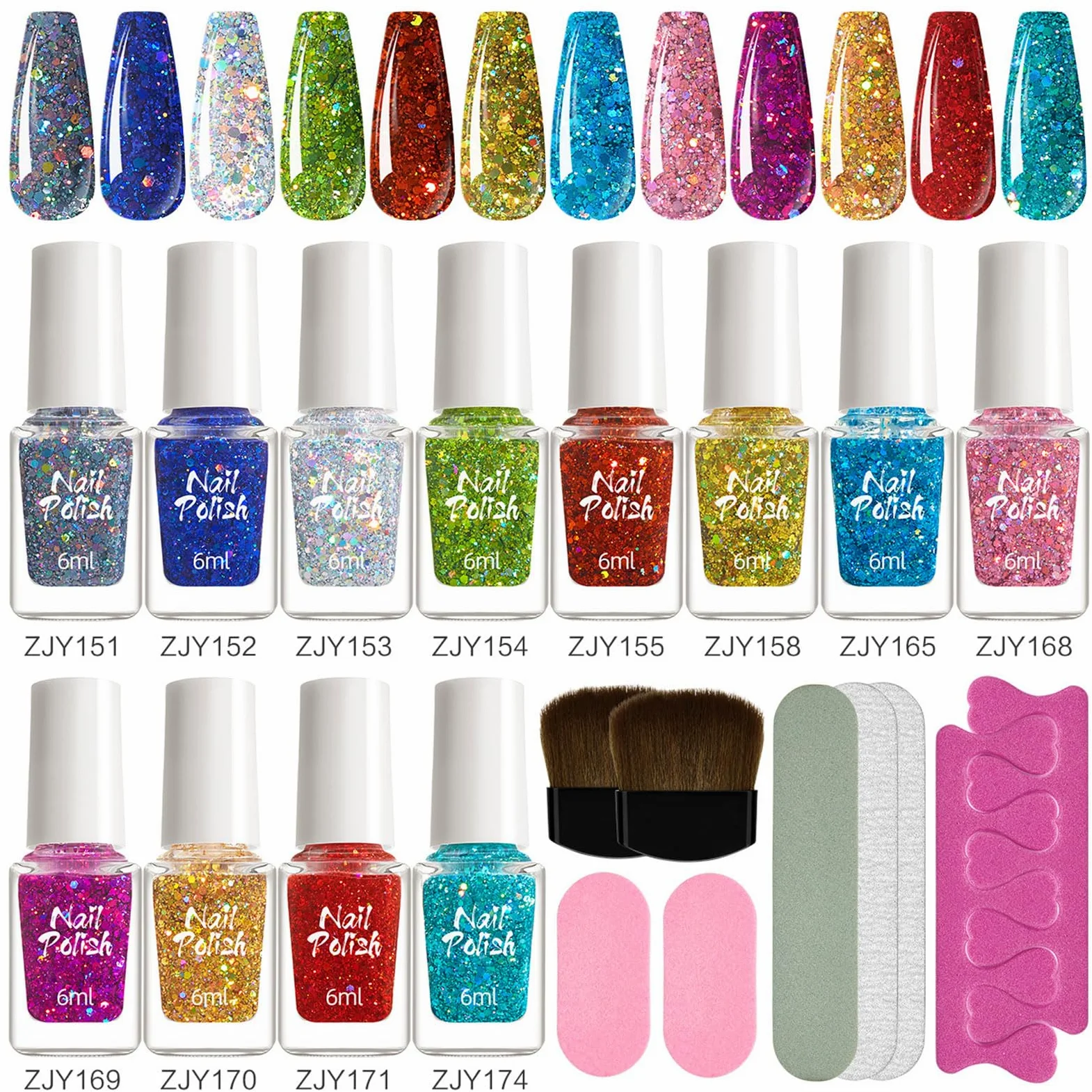 Set di 12 colori per unghie in gel con lima divisore per dita dei piedi, pennello per saloni di arte, accessori per casa, feste