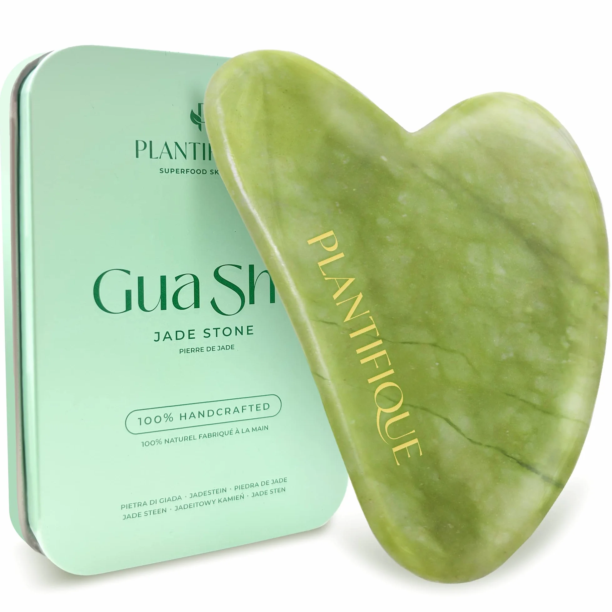 PLANTIFIQUE Gua Sha Viso Giada Jade Guasha Pietra Massaggiatore Antirughe Kit Skincare Face Massager