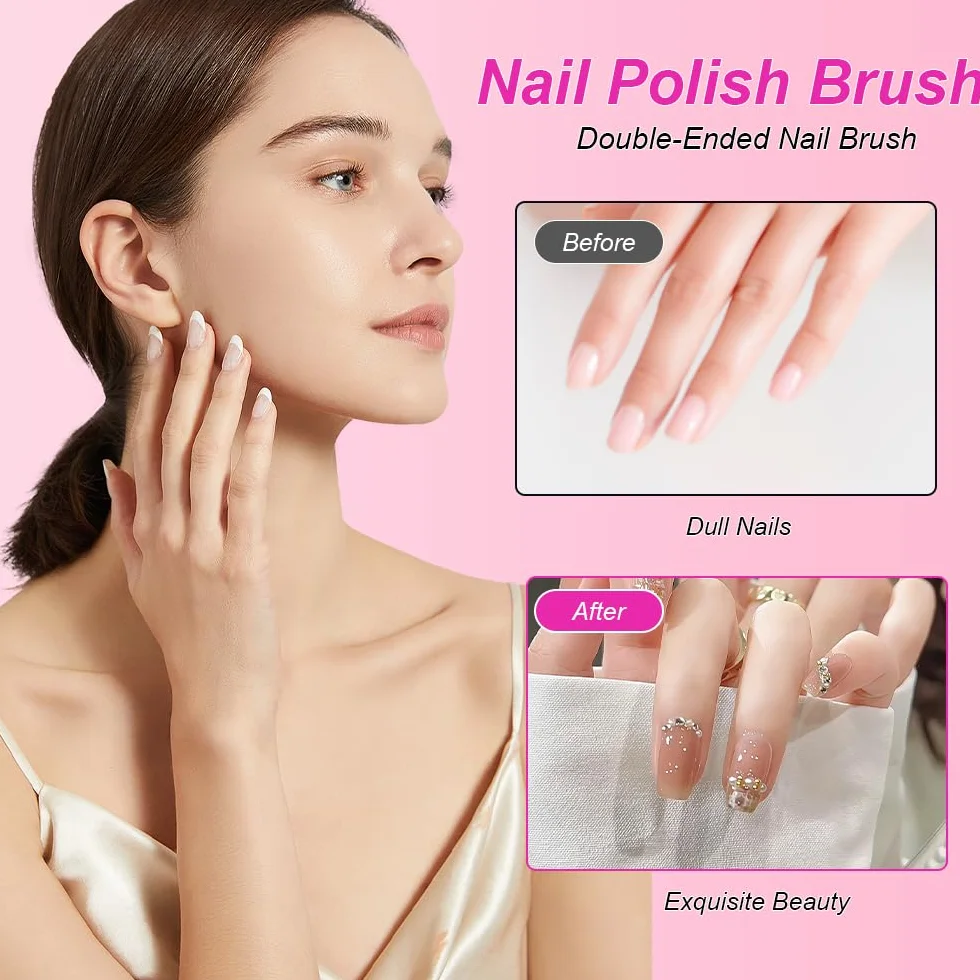 Dual-ended Nail Art Penna, 2 Pcs Pennello Gel Unghie Ricostruzione, 2 in 1 Nail Art Brush