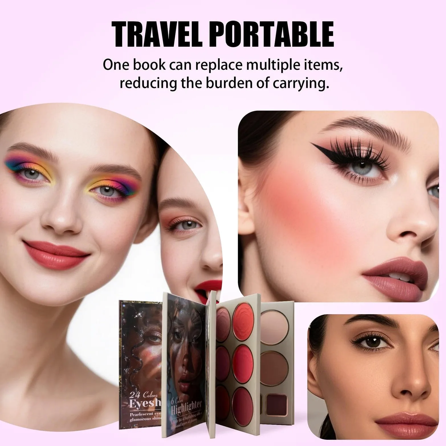 Viso,Polvere Opaca Sfumata per Blush ed Highlighter | Libro Contouring Blush | Per Donne Ragazze Tutti i Tipi di Pelle Ideale per Natale Compleanno Festa Cerimonia